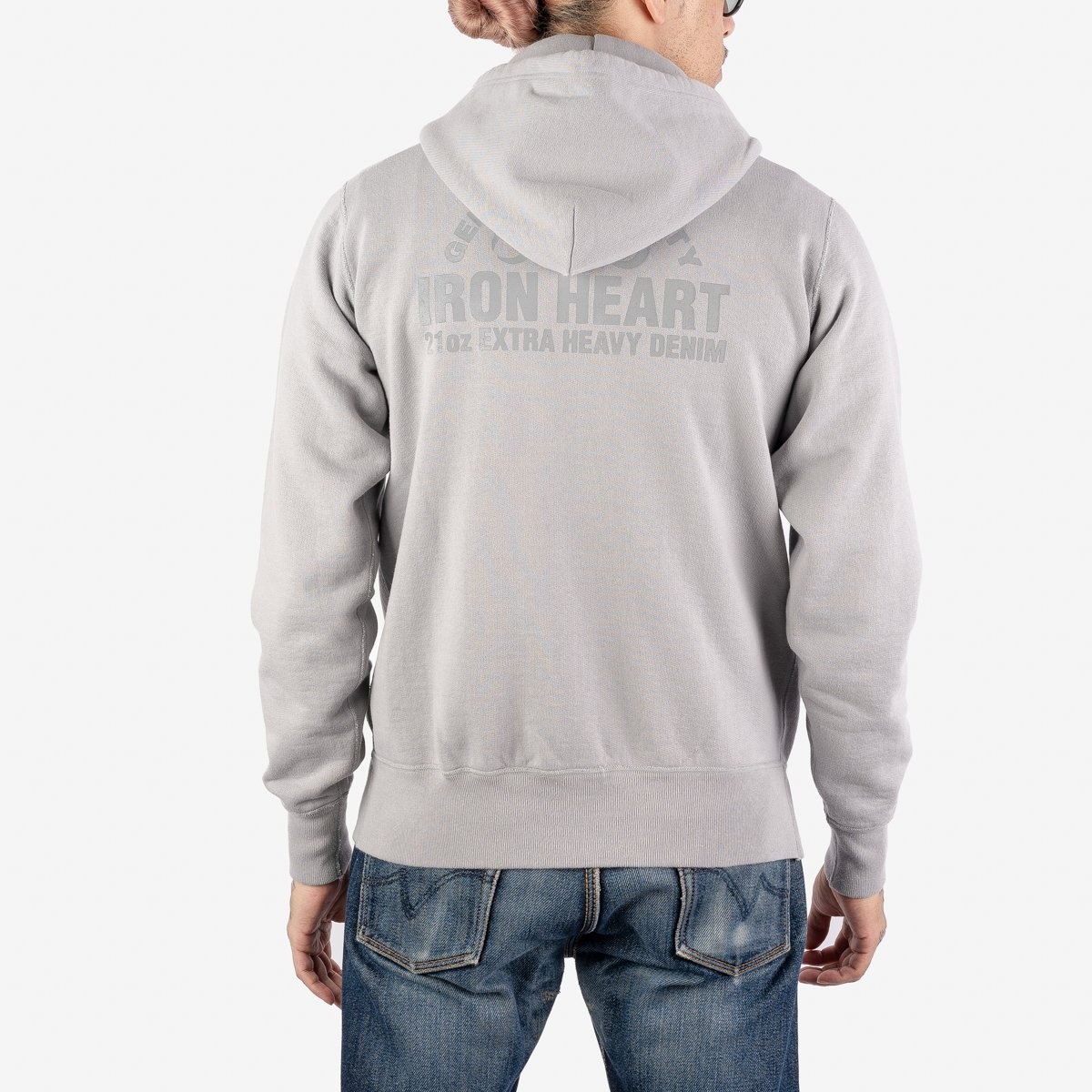 IHSW-63-GRY Printed 14oz Ultra Heavyweight Loopwheel Cotton Zippered Hoodie - Grey - 3