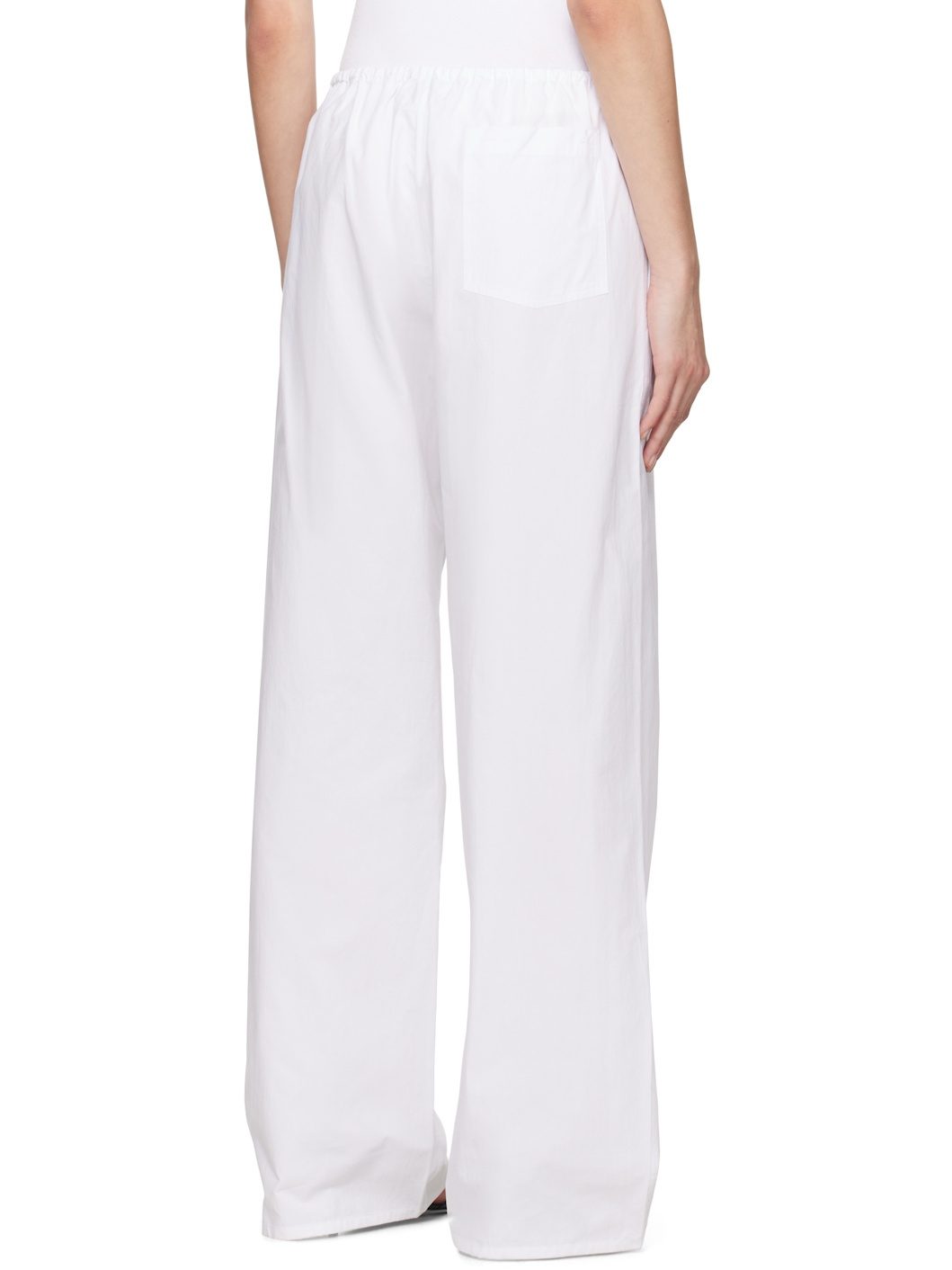 White Drawcord Trousers - 3