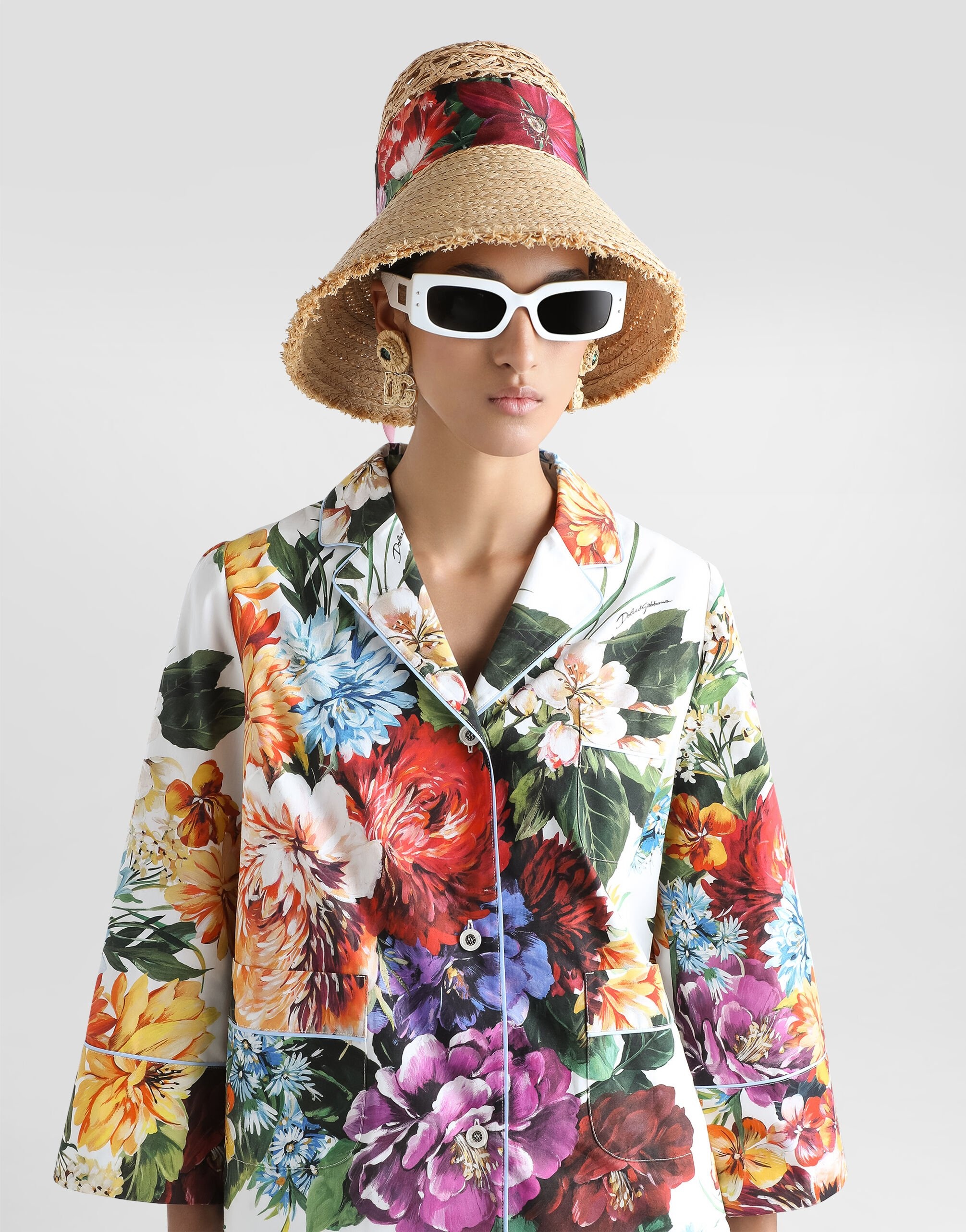 Flower-bouquet print poplin shirt - 4