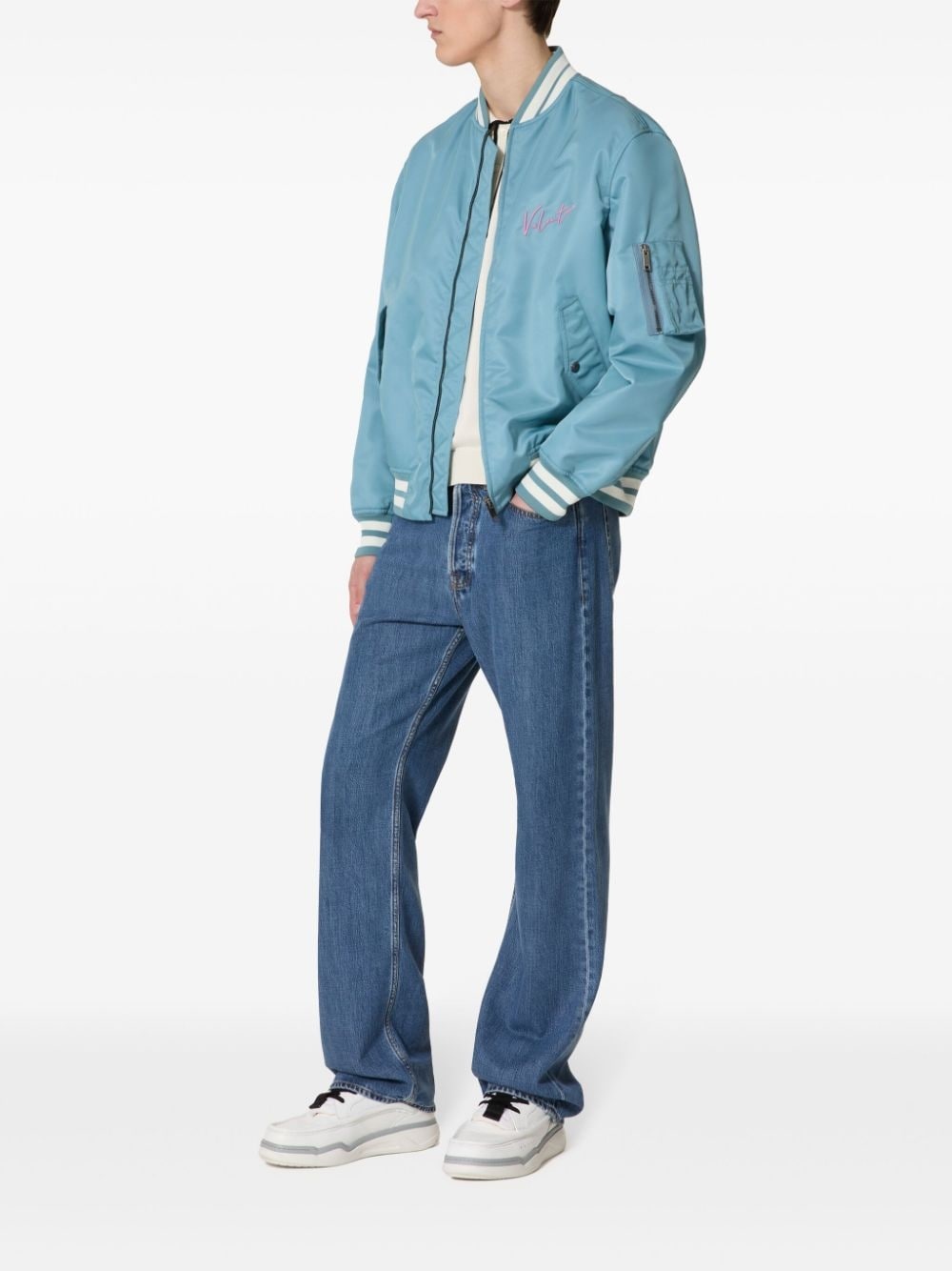 logo-embroidered bomber jacket - 2