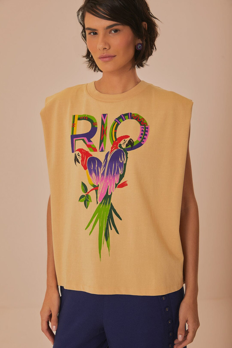 Sand Rio Shoulder Pad Organic Cotton T-Shirt 1