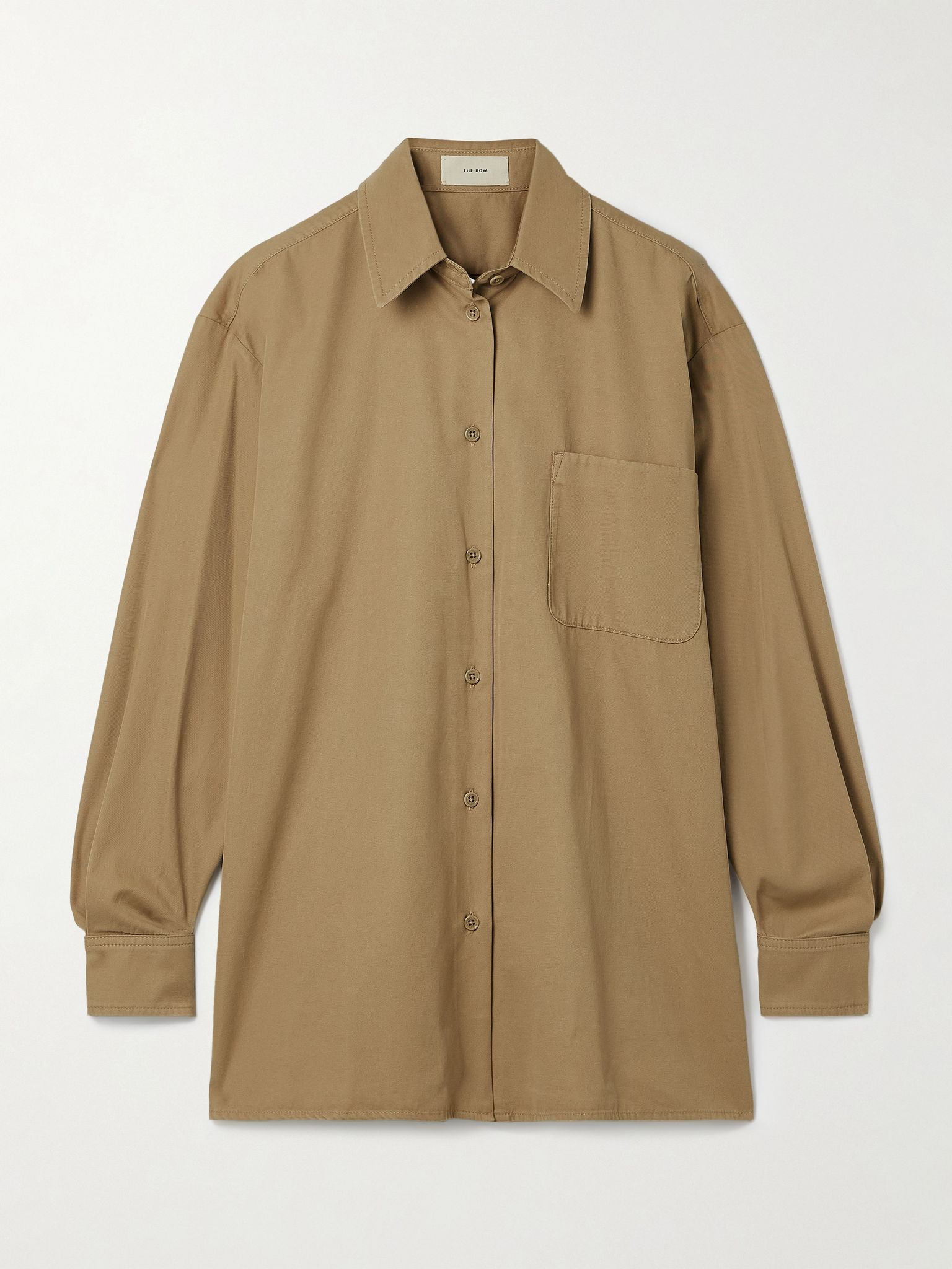 Tansy oversized cotton and cashmere-blend twill shirt Beige - 1