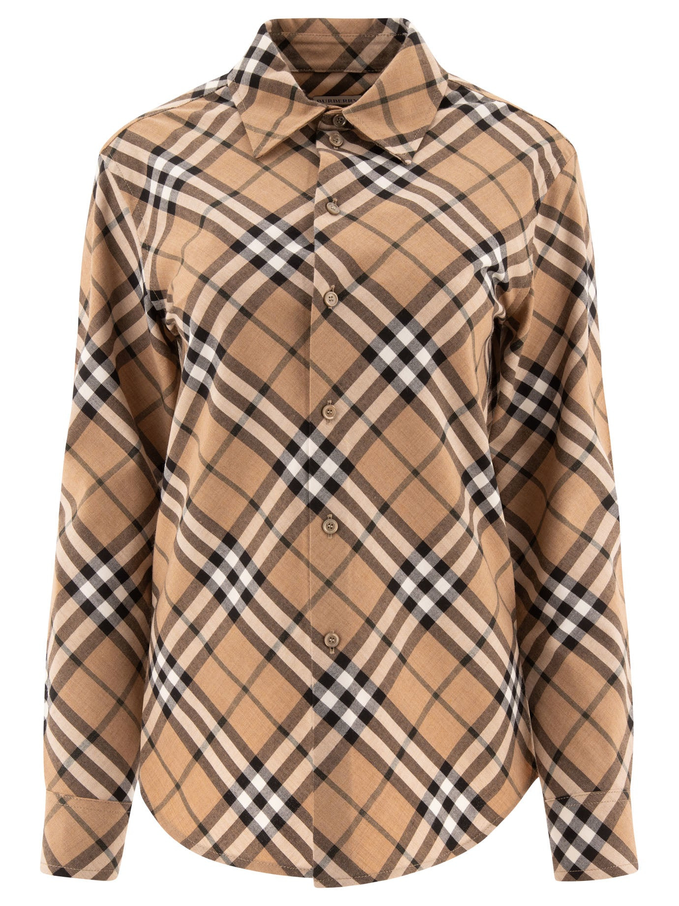 Burberry Wool Blend Shirt With Check Motif - 1
