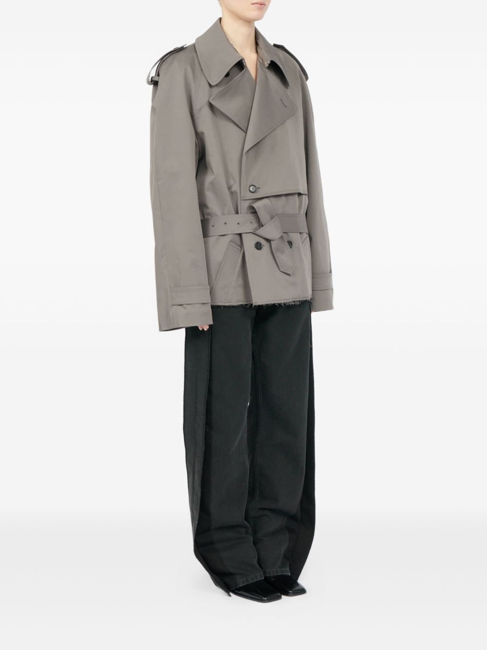 double-breasted belted trench jacket - 3