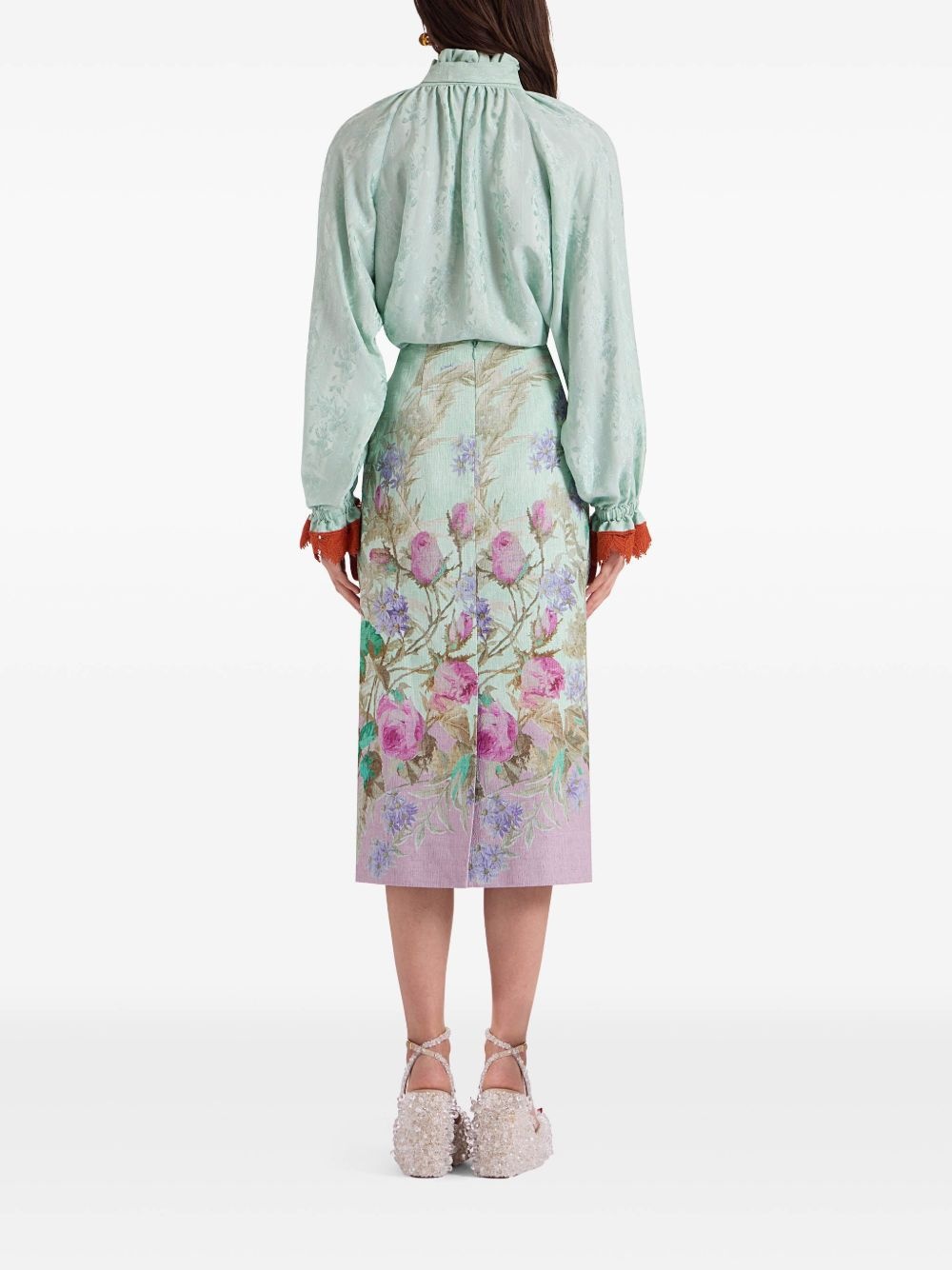 all-over floral stamp skirt - 3