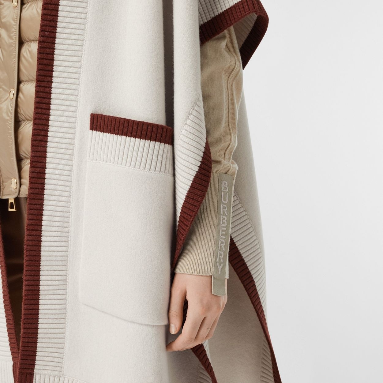 Logo Graphic Wool Cashmere Jacquard Hooded Cape - 3