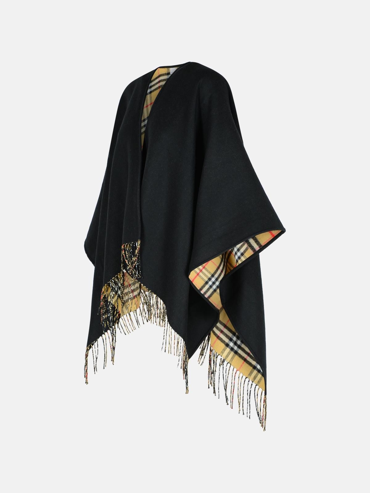 REVERSIBLE BLACK WOOL CAPE - 2
