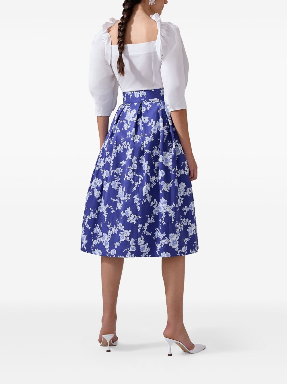 bishop-sleeve tied-waist top - 3