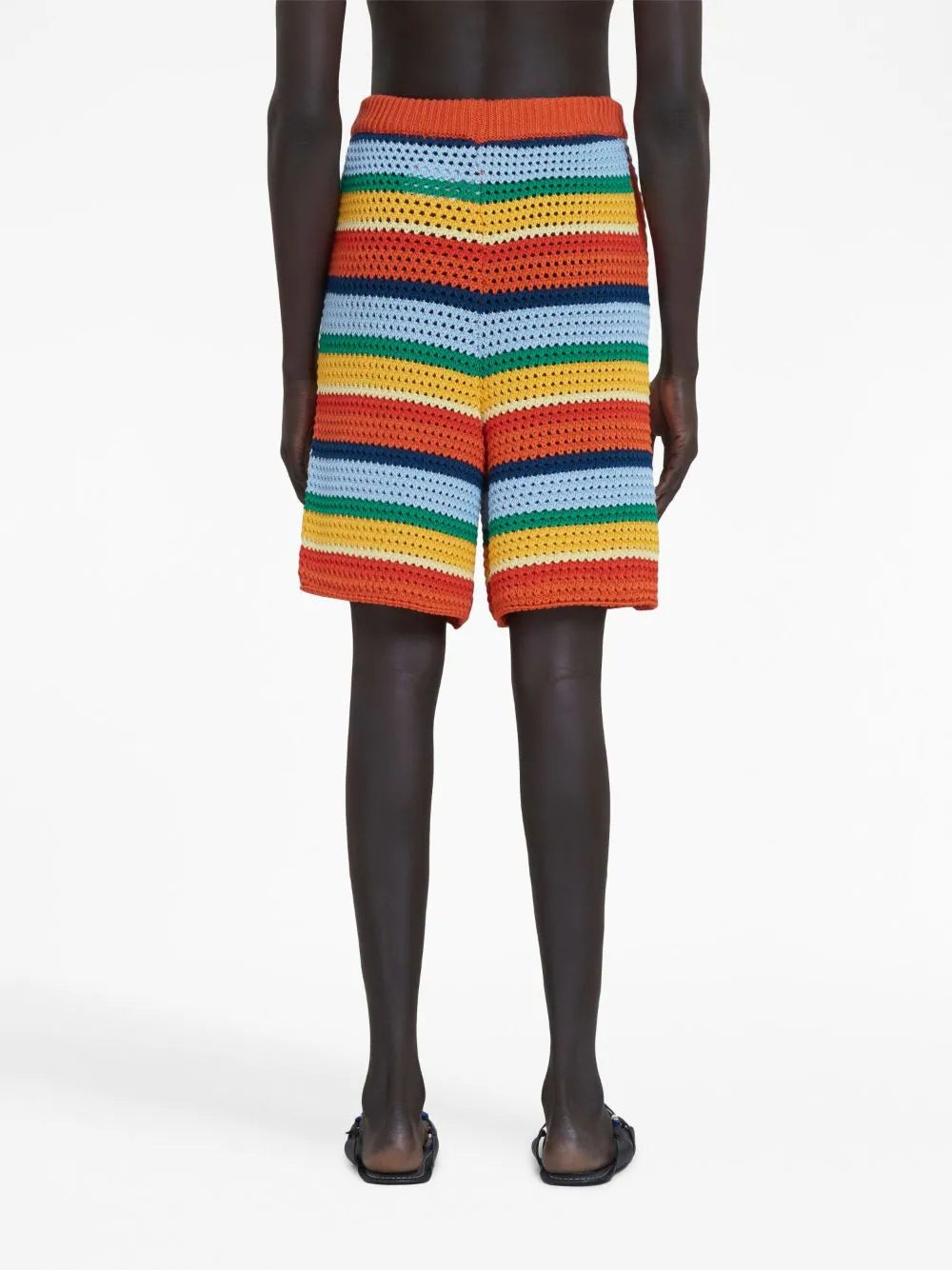 CROCHET-KNIT STRIPED SHORTS - 4