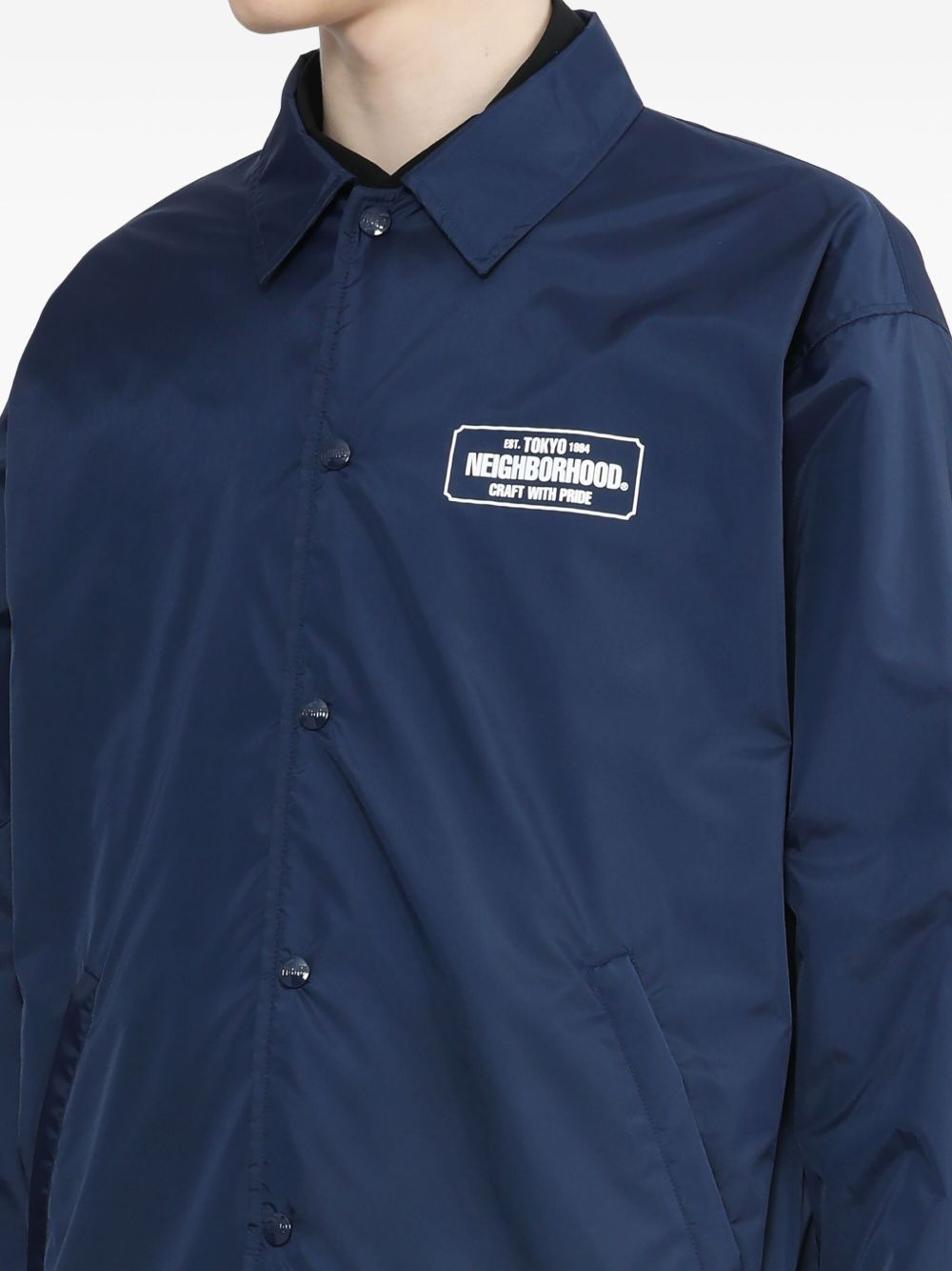 drawstring logo-patch coach jacket - 5