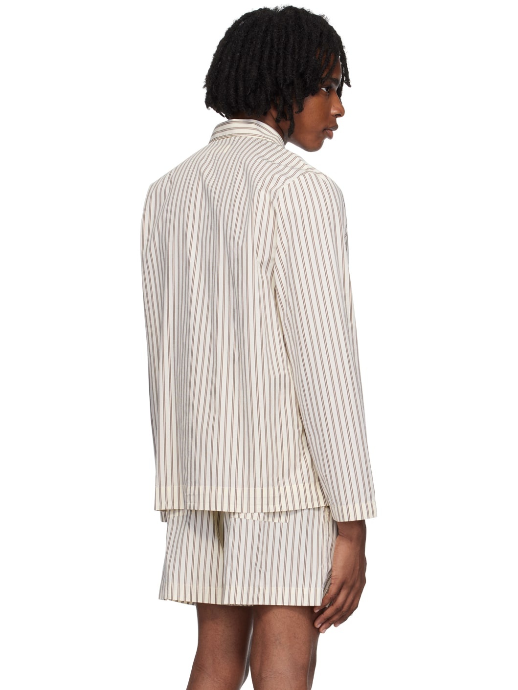 Brown & Off-White Long Sleeve Pyjama Shirt - 3