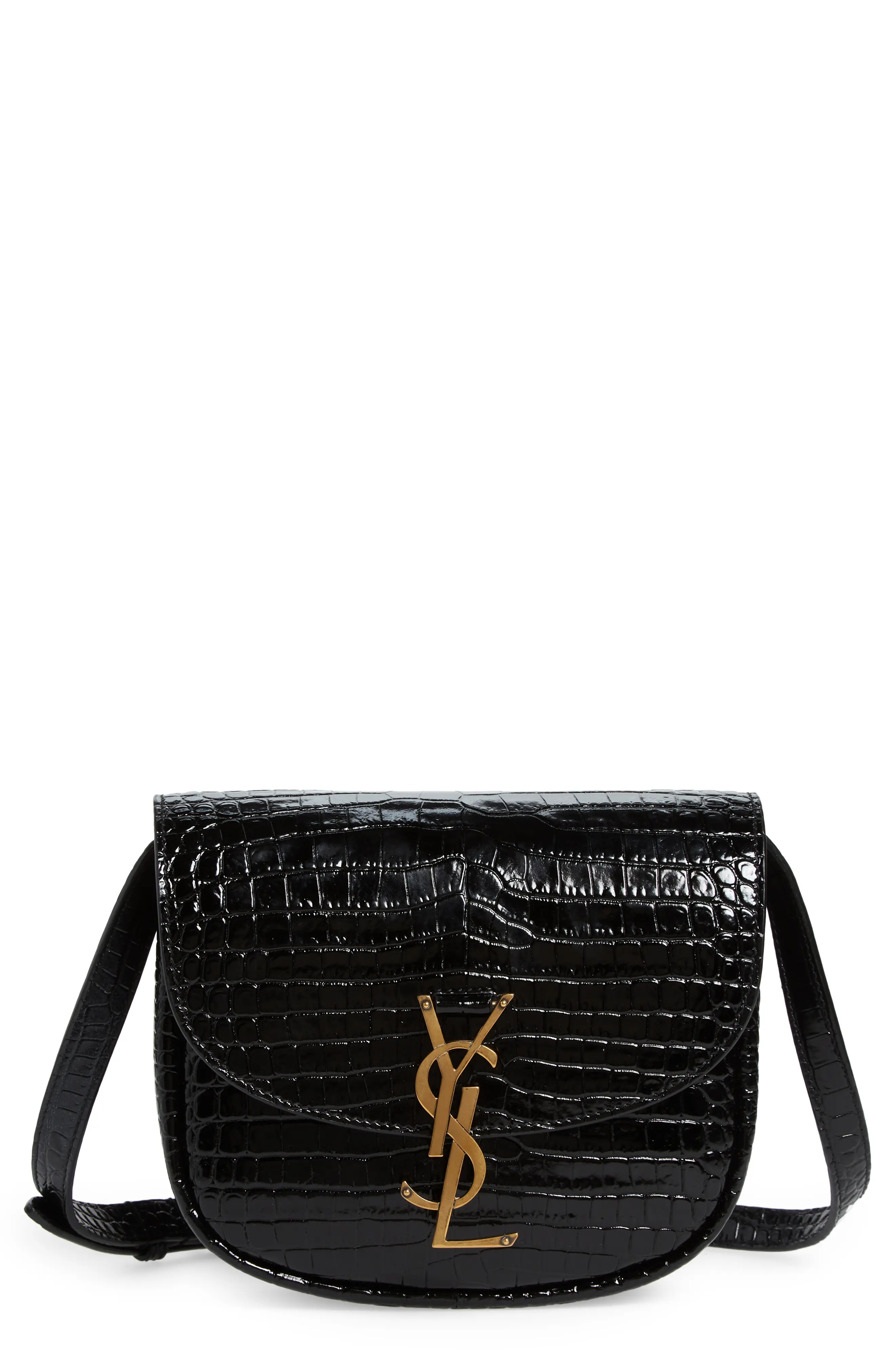 Kaia Croc Embossed Leather Crossbody Bag - 1