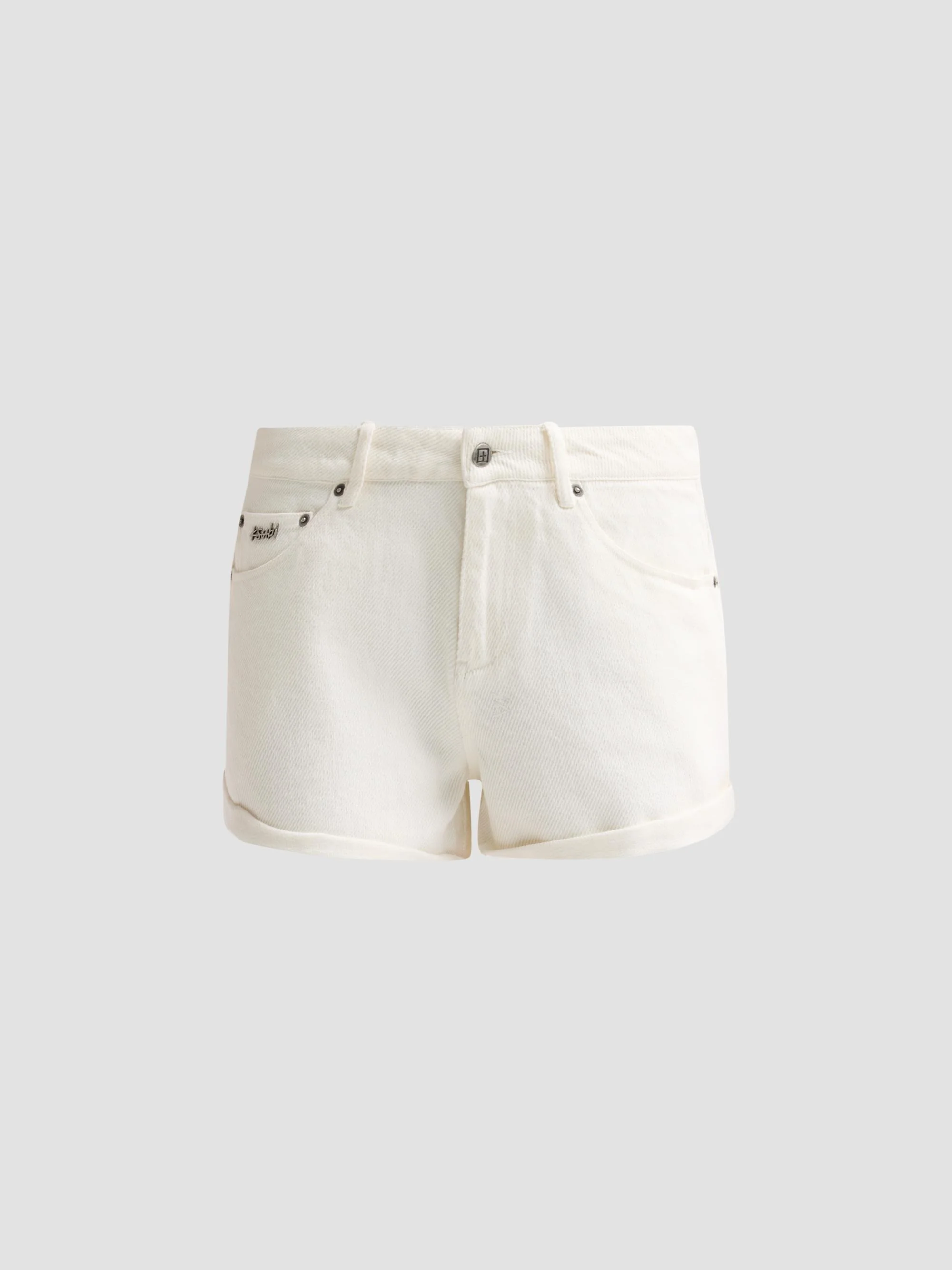 Women's Cotton Low-Rise Slouch Shorts - White - 1