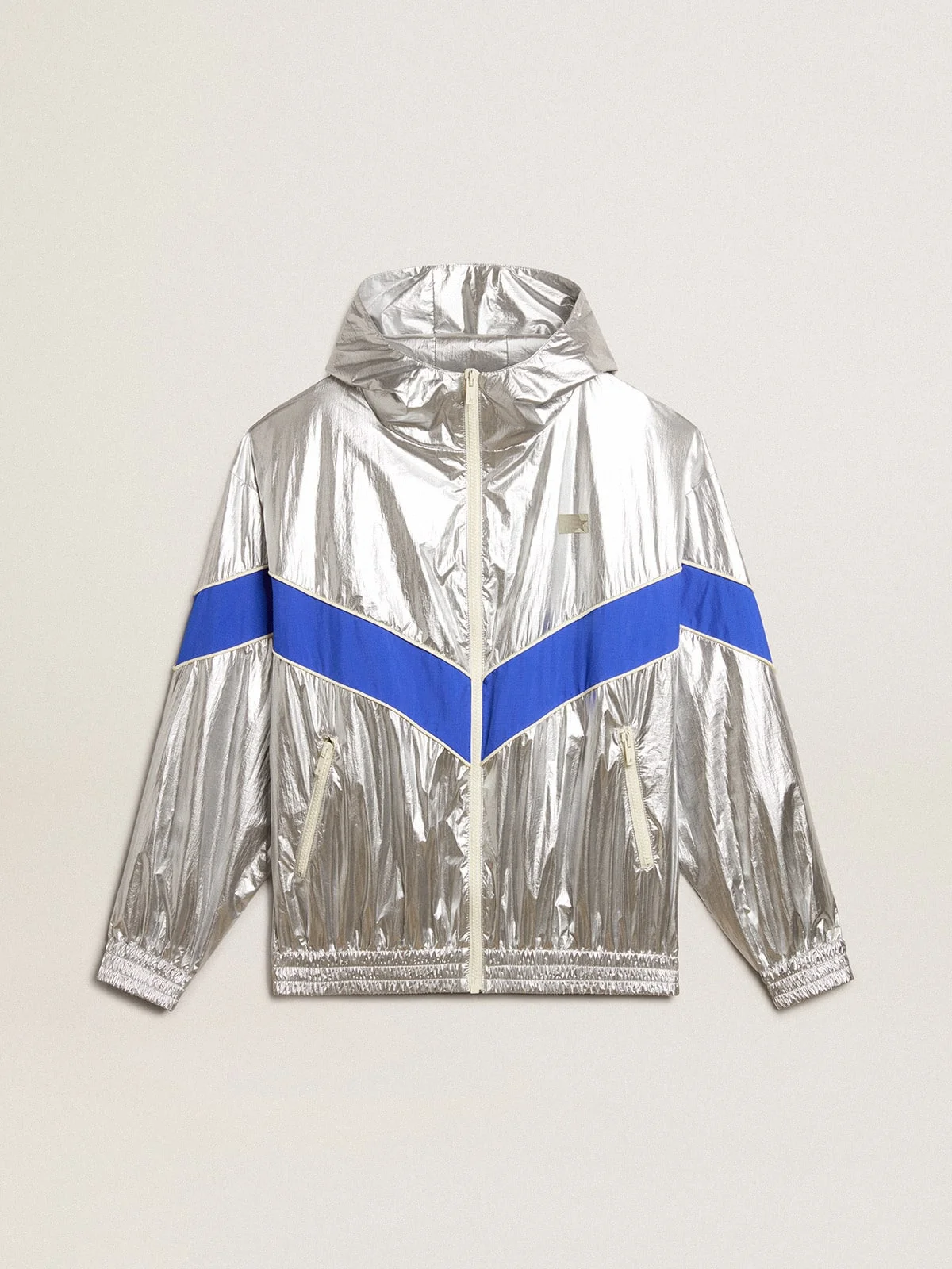 Men's windcheater in silver technical fabric - 1