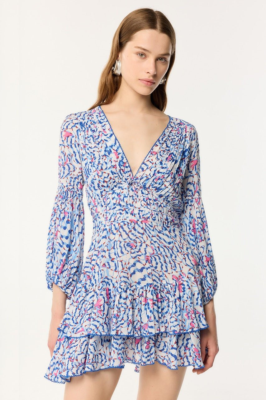 Mini Dress Chiara - Blue Wings Flower - 2