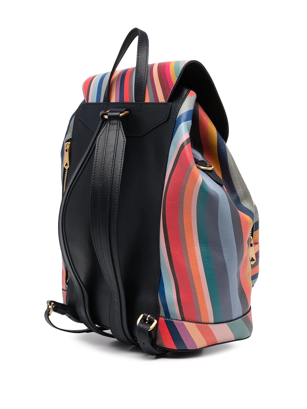 striped leather backpack - 3