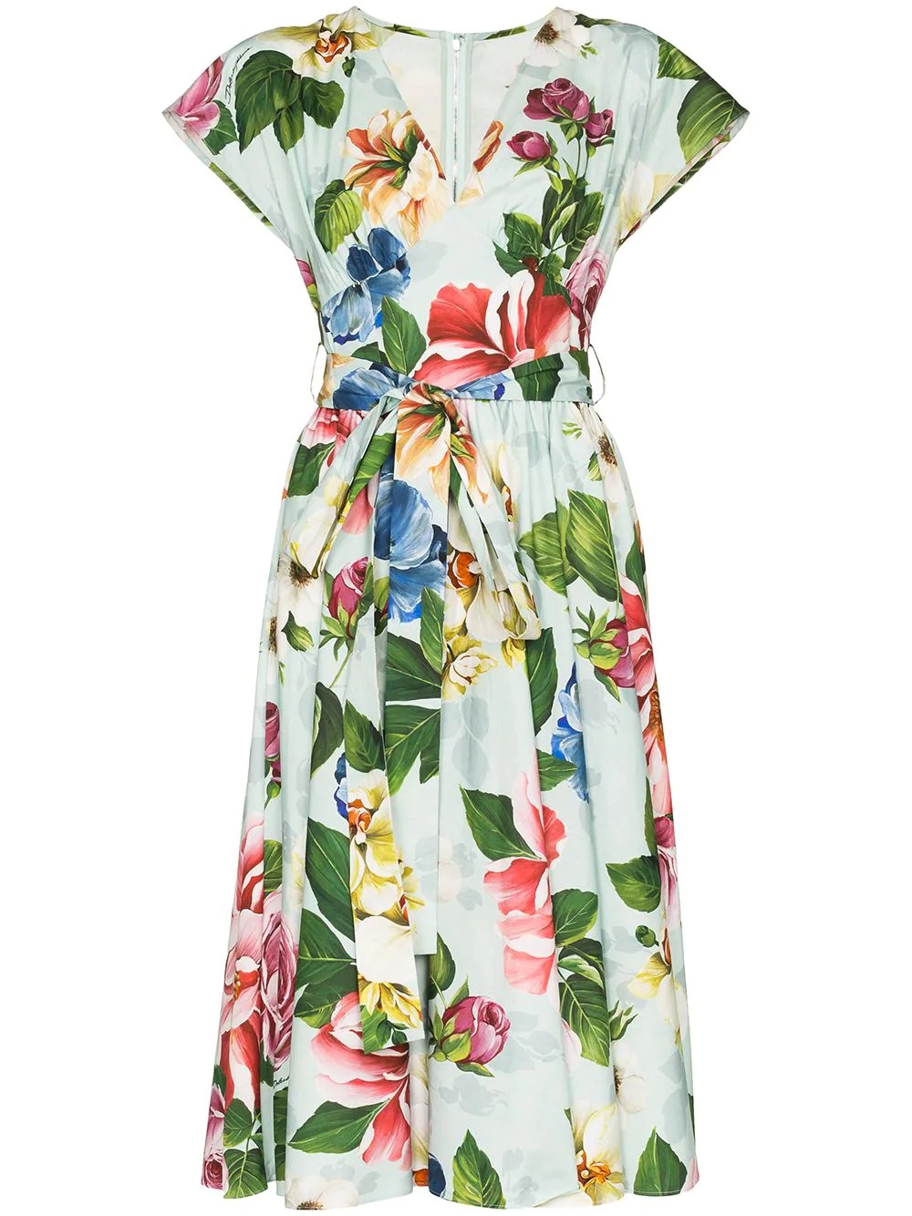 belted floral-print dress - 1