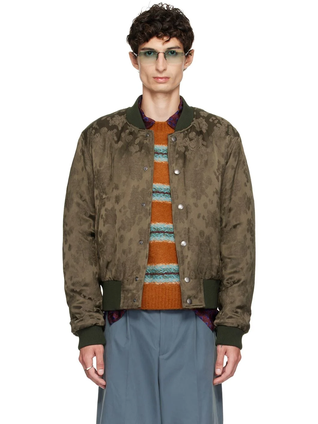 Khaki Pattern Bomber Jacket - 1