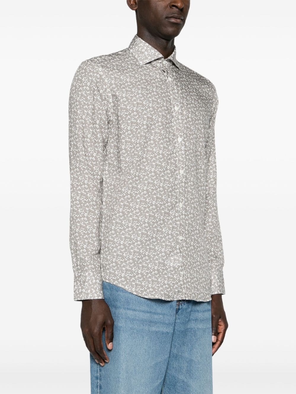 floral-print poplin shirt - 3