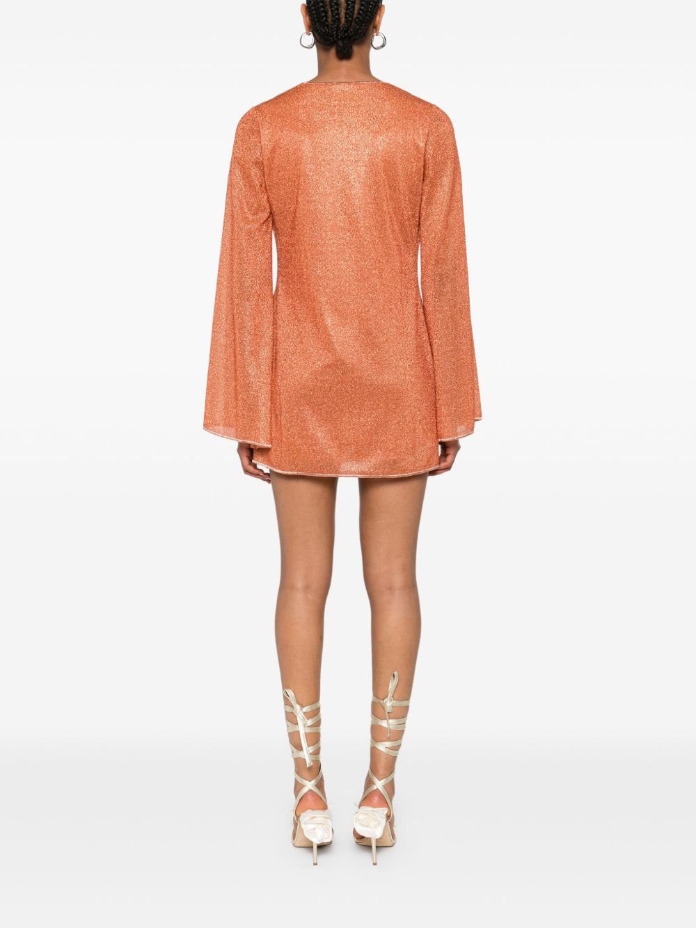 lurex-detail mini dress - 4