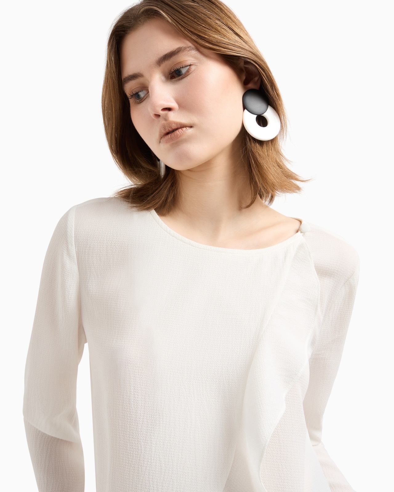 FLUID CRÊPE SHIRT JACKET WITH RUFFLE - 5