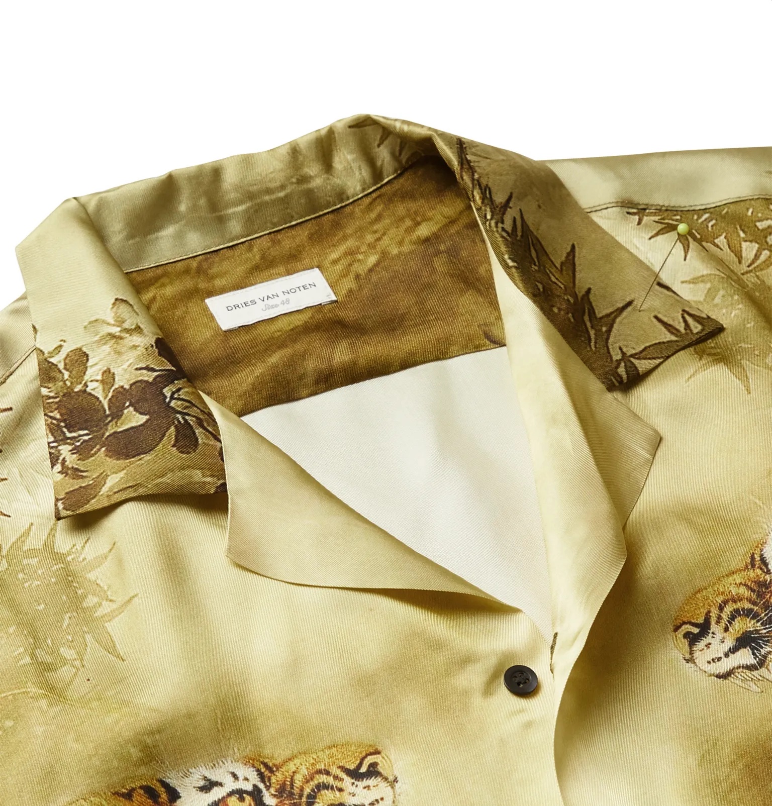 Camp-Collar Printed Satin-Twill Shirt - 5