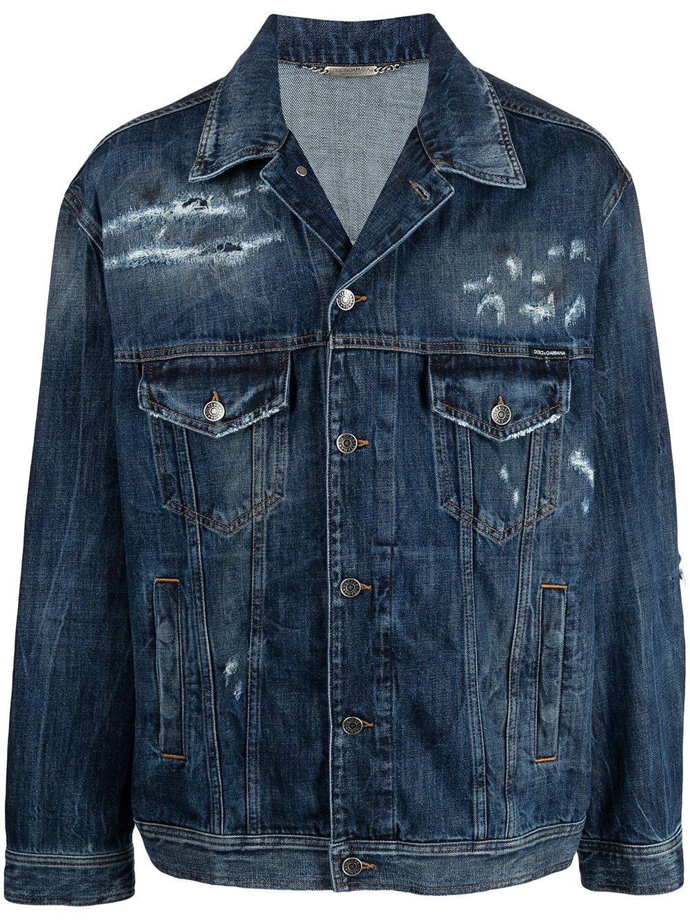 distressed denim jacket - 1