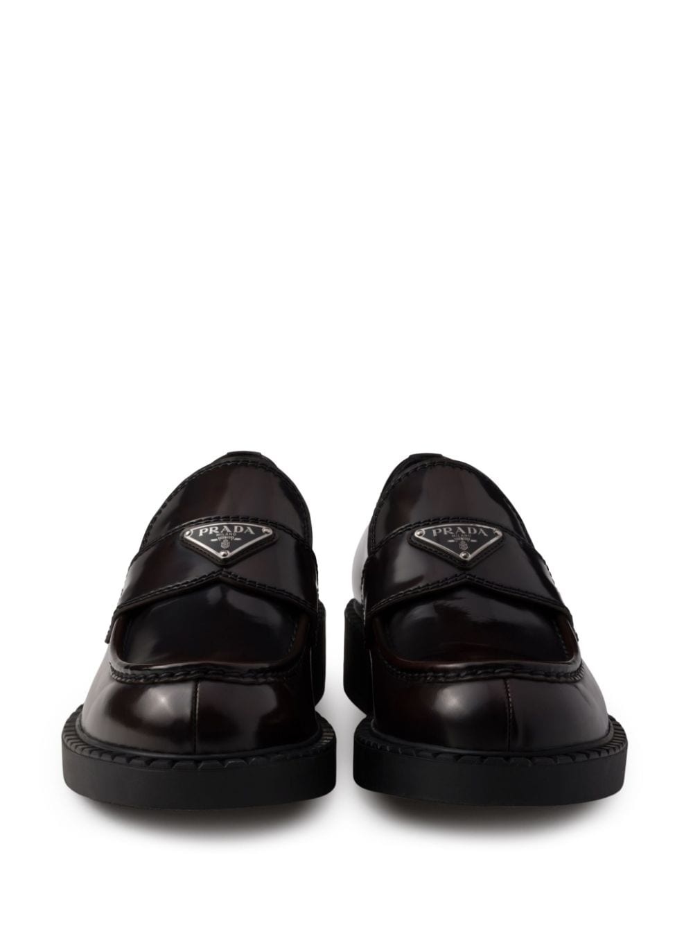 logo-plaque leather loafers - 5