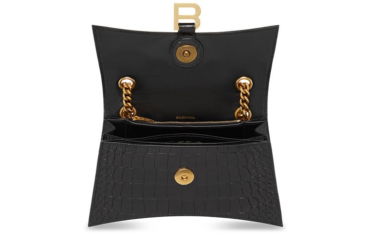 (WMNS) Balenciaga Crush Small Chain Bag Crocodile Embossed 'Black' 716351210IX1000 - 5