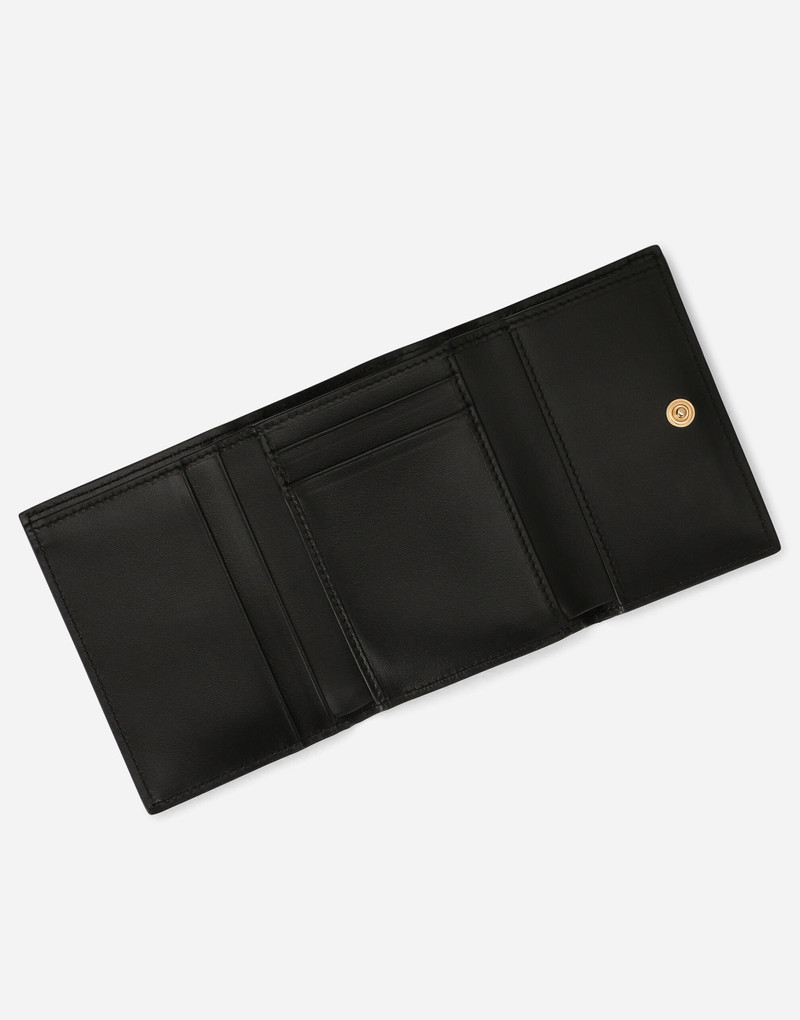 Polished calfskin wallet with leopard print 4