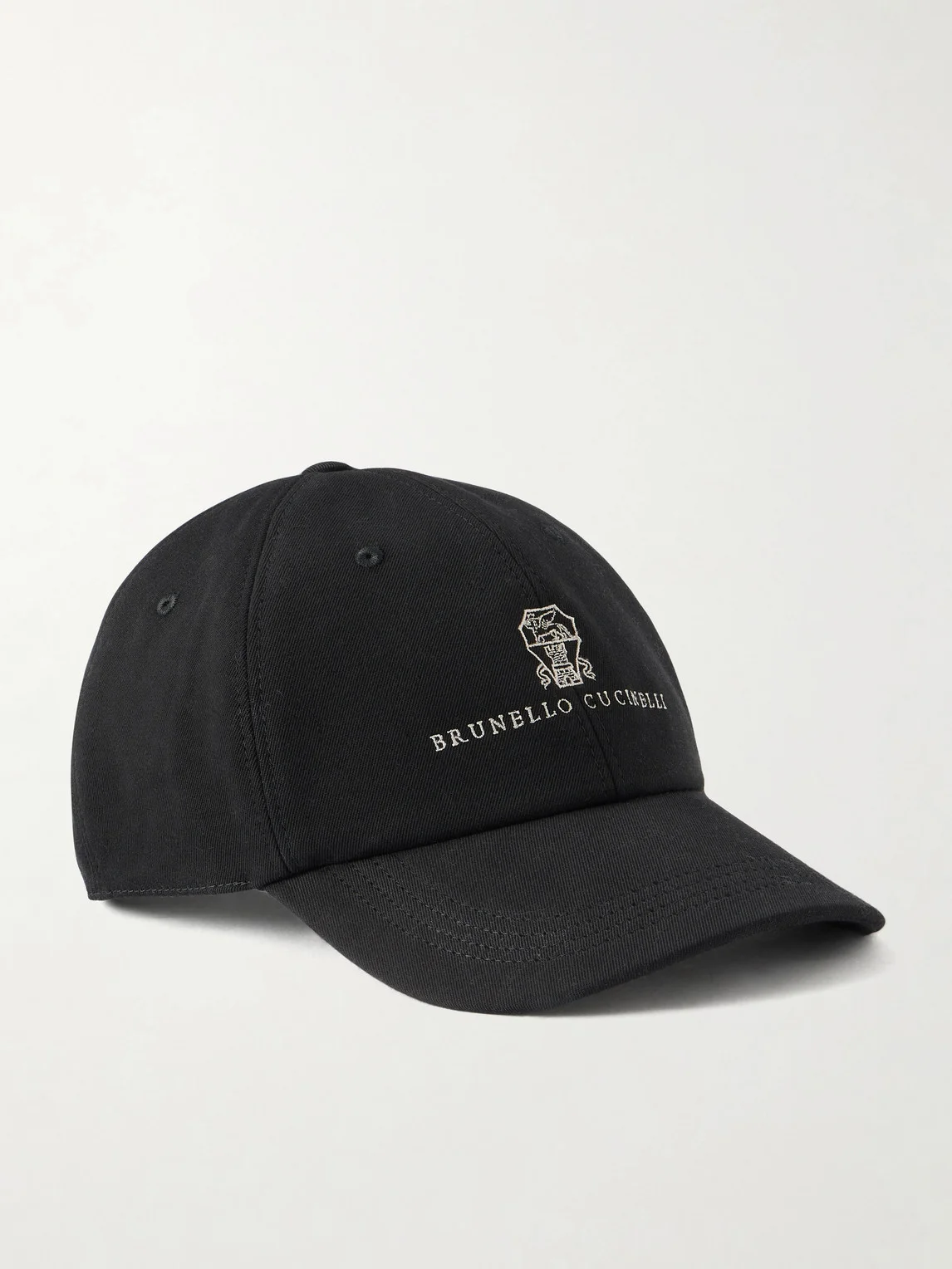 Logo-Embroidered Leather-Trimmed Cotton-Twill Baseball Cap - 1