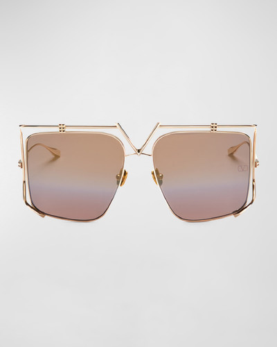 Valentino V-Light Rockstud Titanium Square Sunglasses outlook
