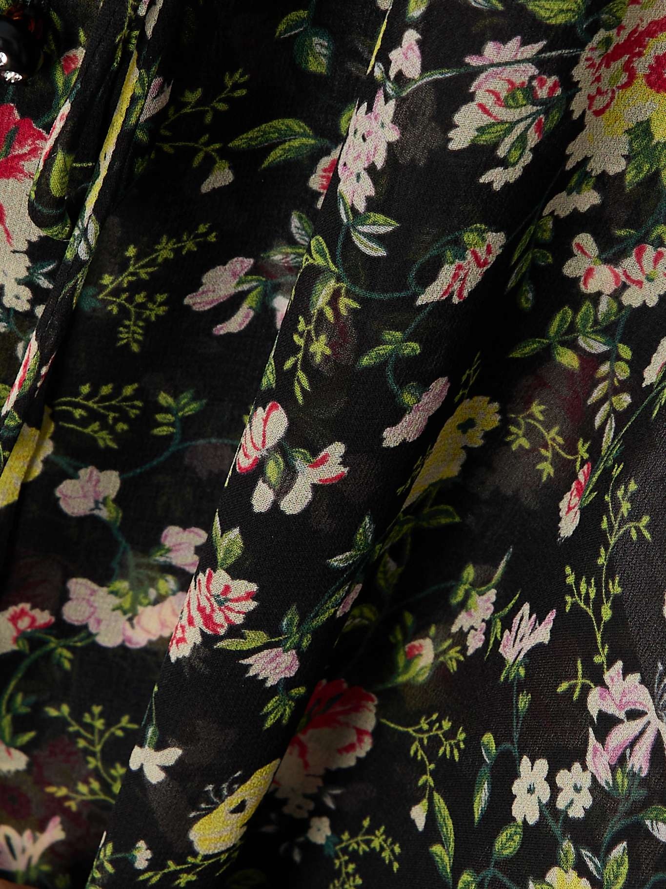 Ruffled printed silk-chiffon blouse Black - 5