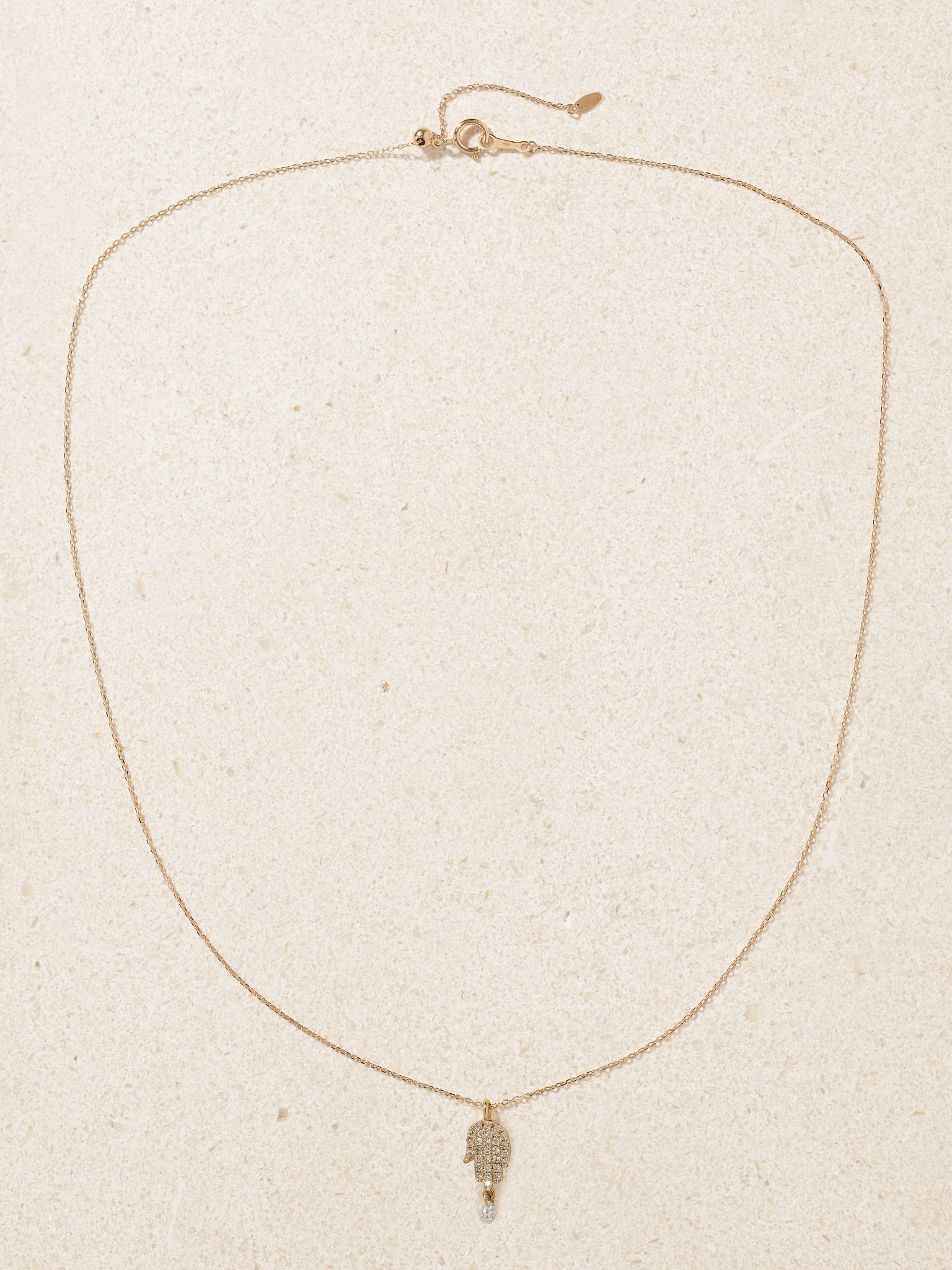 Hand of Fatima 18-karat gold diamond necklace Gold - 4