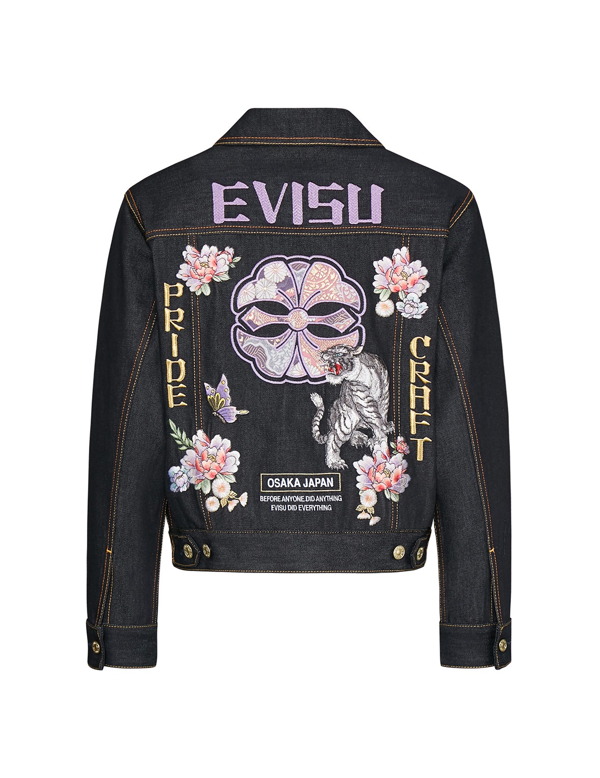 KAMON BROCADE AND TIGER EMBROIDERED DENIM JACKET - 10