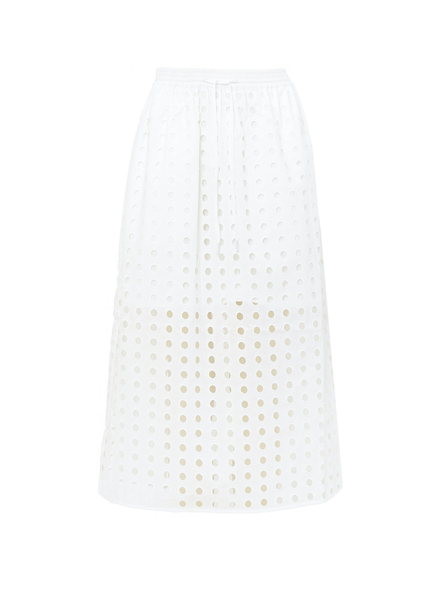 EYELET MID-LENGTH SKIRT - 1