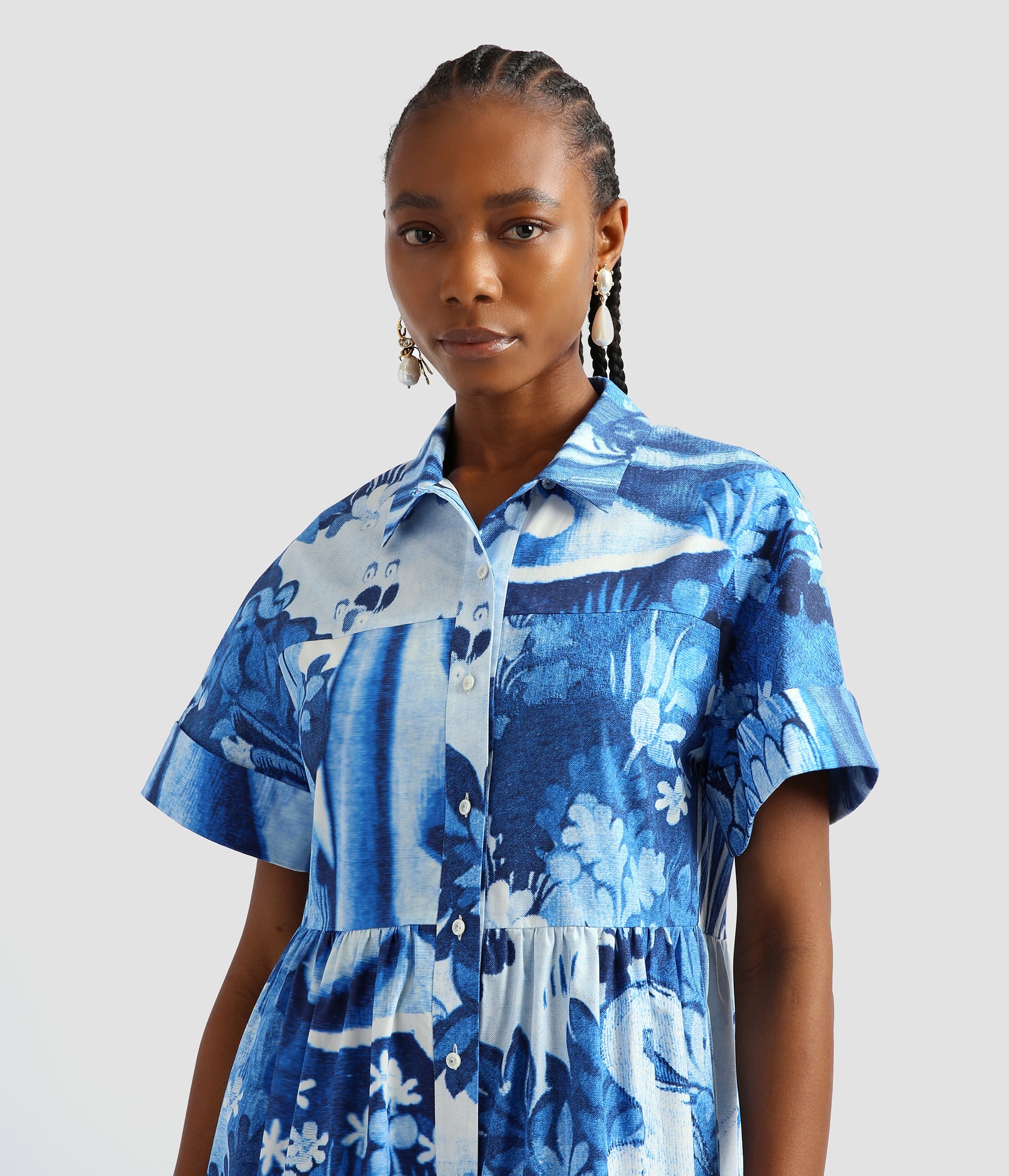 SHIRT DRESS WITH TIERED HEM - 5