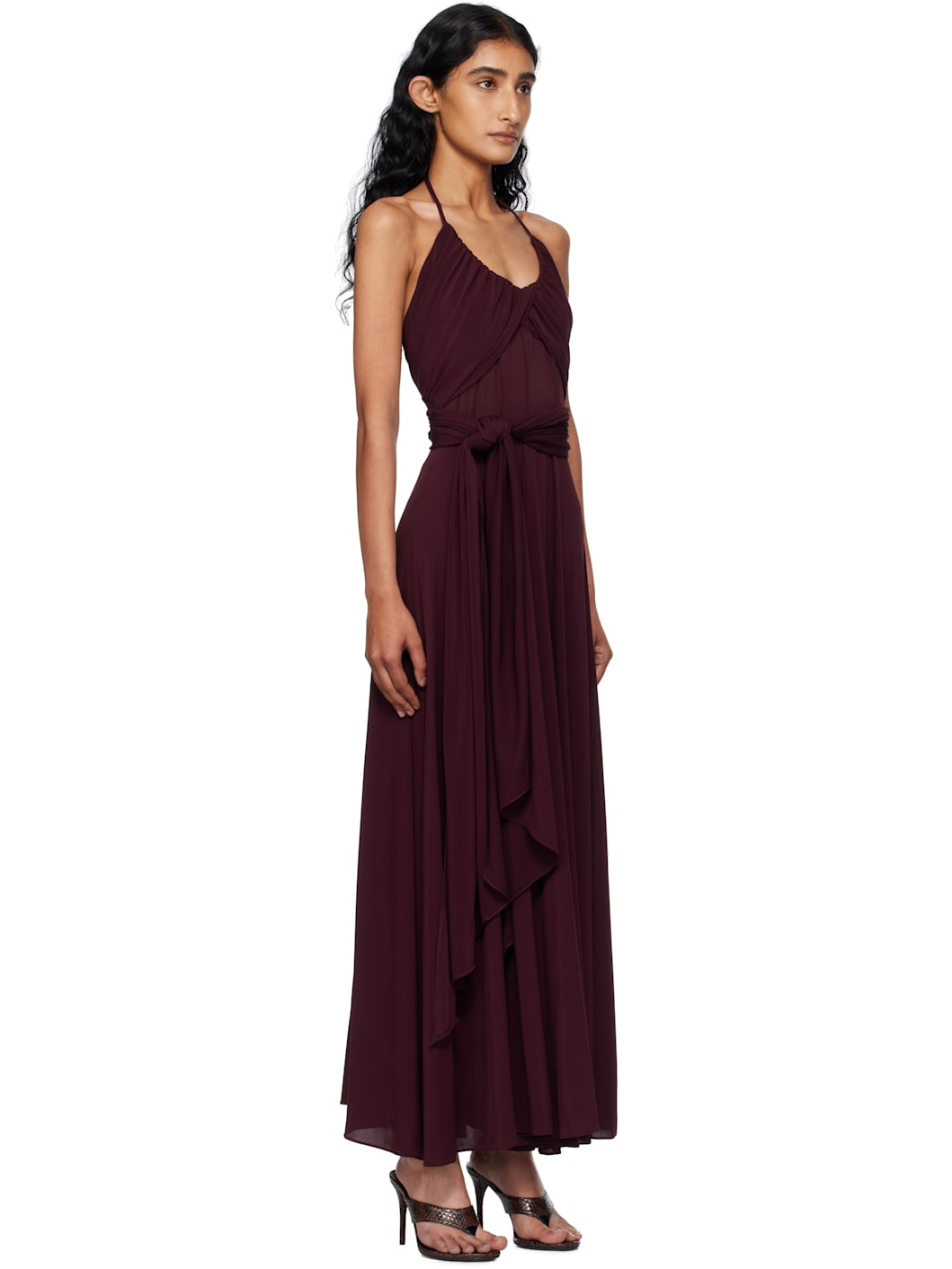 Burgundy Soft Jersey Cross Maxi Dress - 2