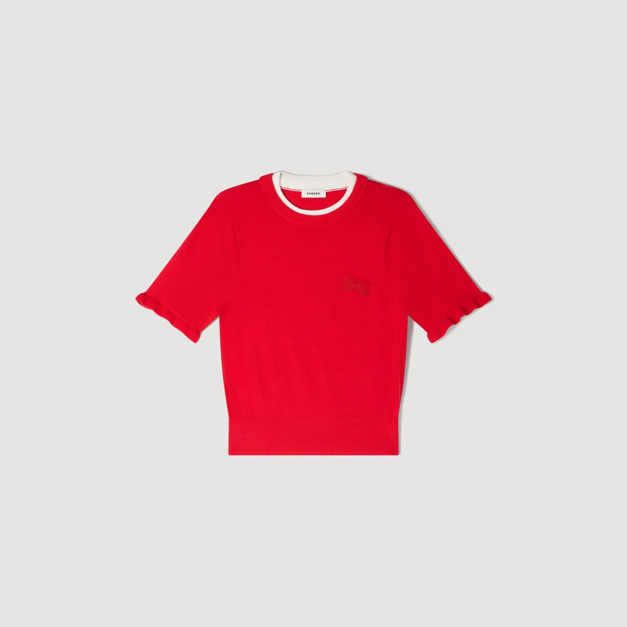 CONTRAST COLLAR WOOL SWEATER - 1