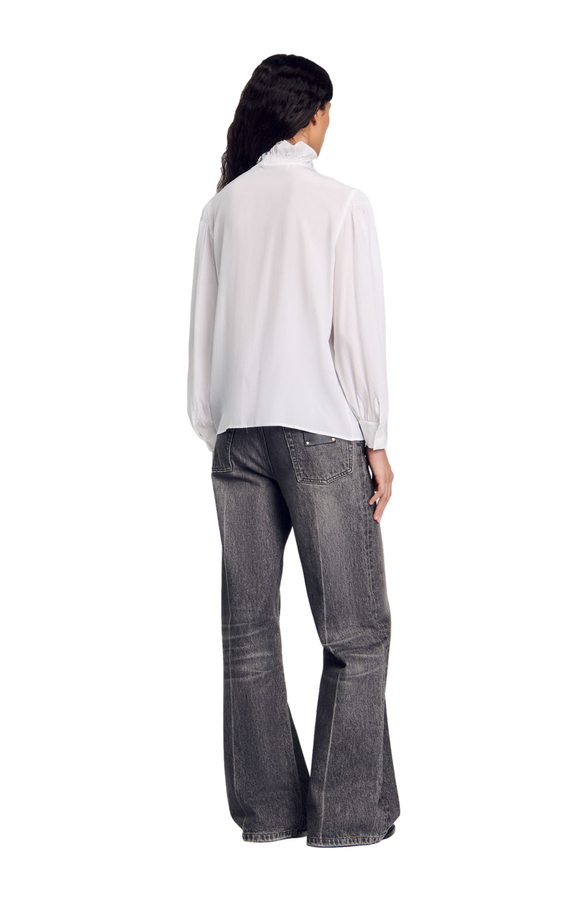 SANDRO Floaty silk shirt in White at Nordstrom - 2