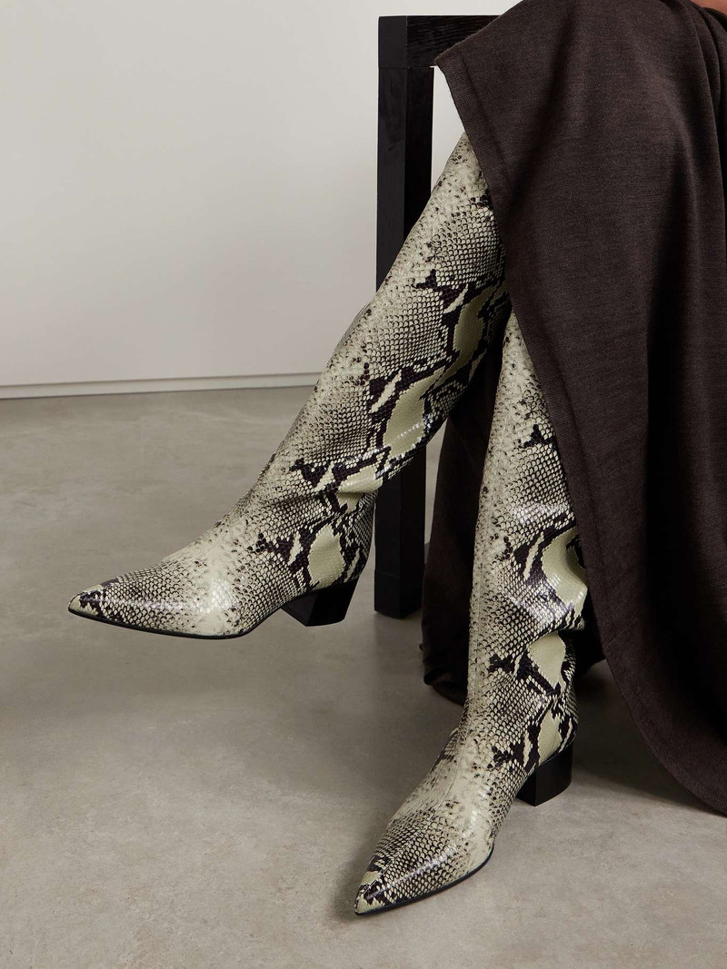 KHAITE Andee snake-effect leather knee boots Snake print outlook
