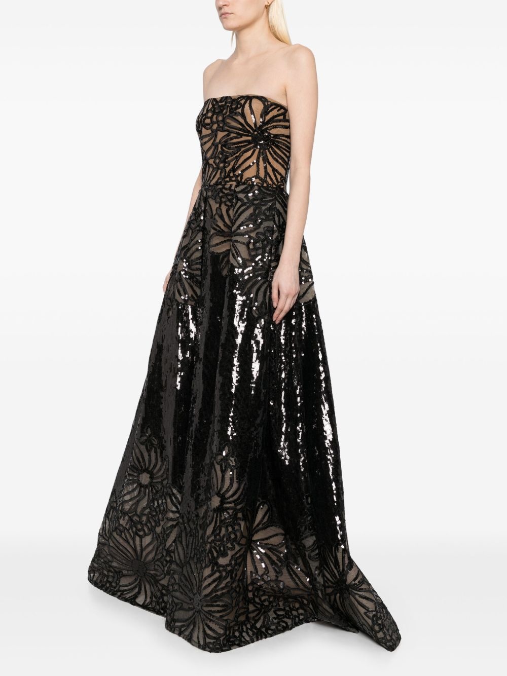 sequin-embroidered gown - 3