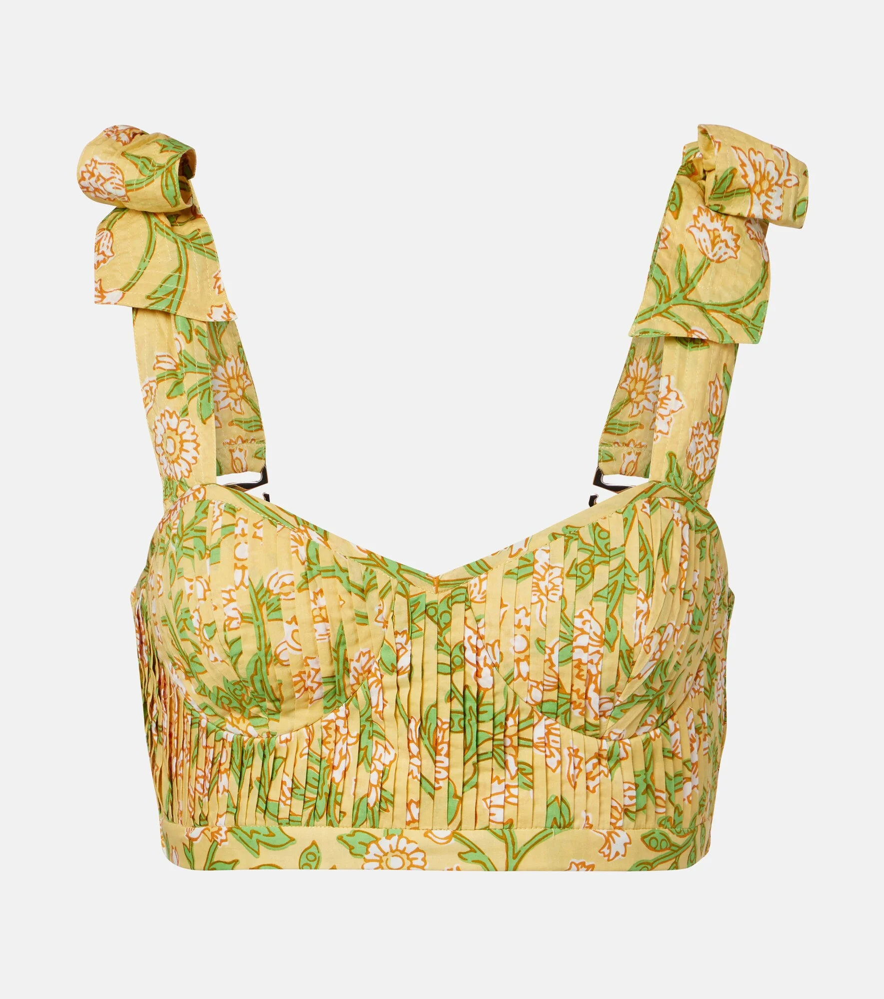 Carla pleated floral cotton crop top - 1