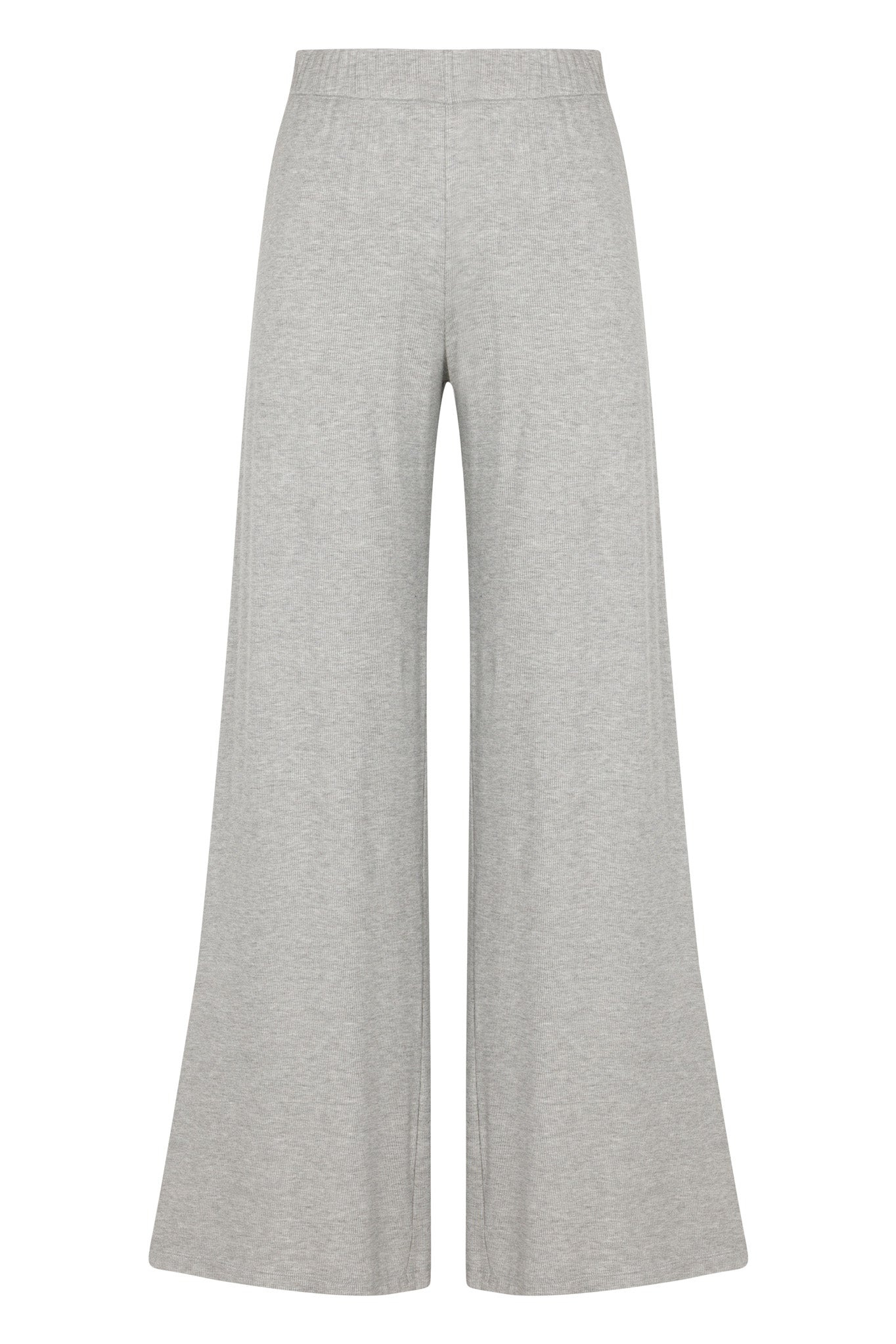 HEATHER GREY RIB WIDE LEG PANTS - 5