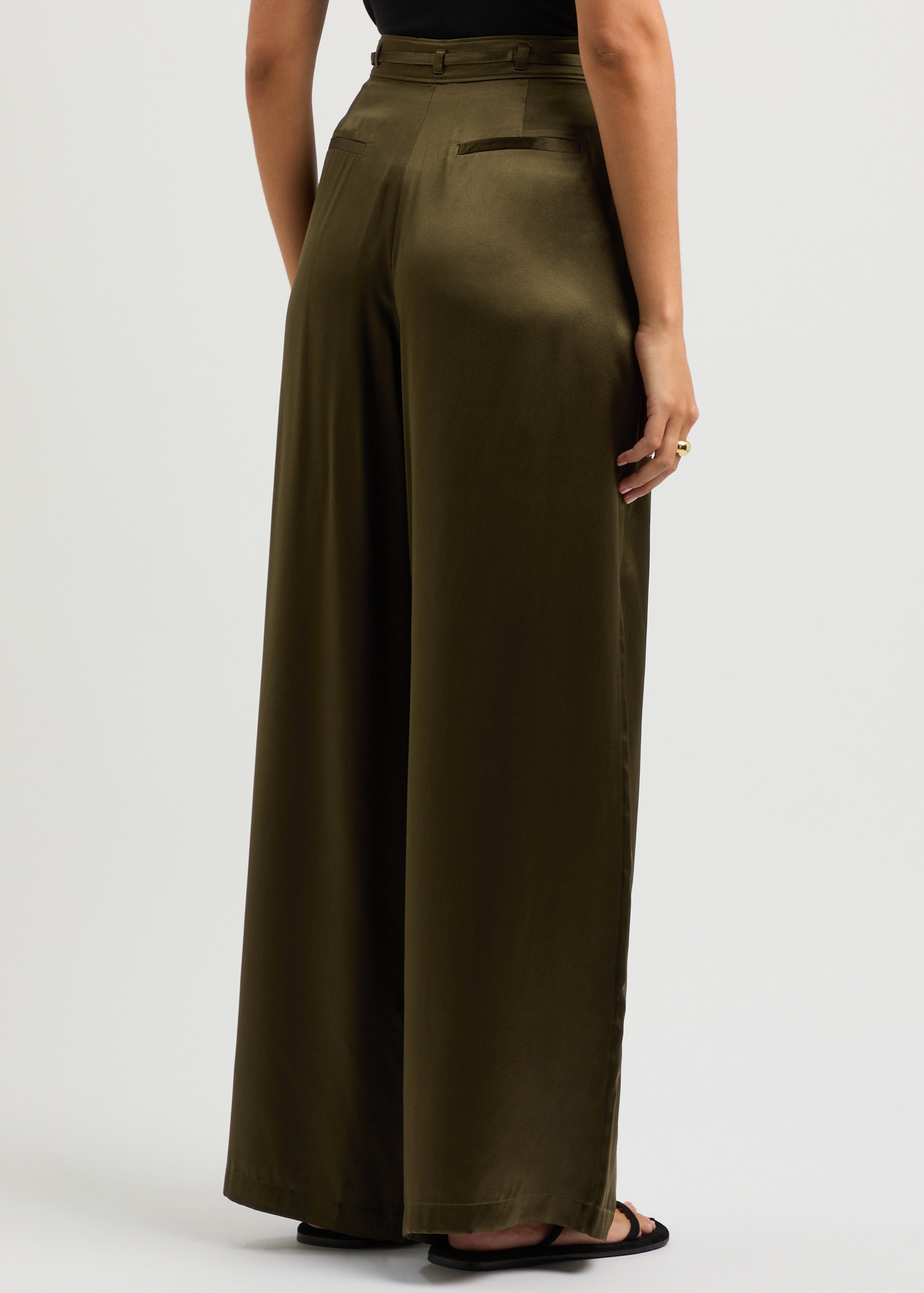 Wide-leg silk-satin trousers - 3