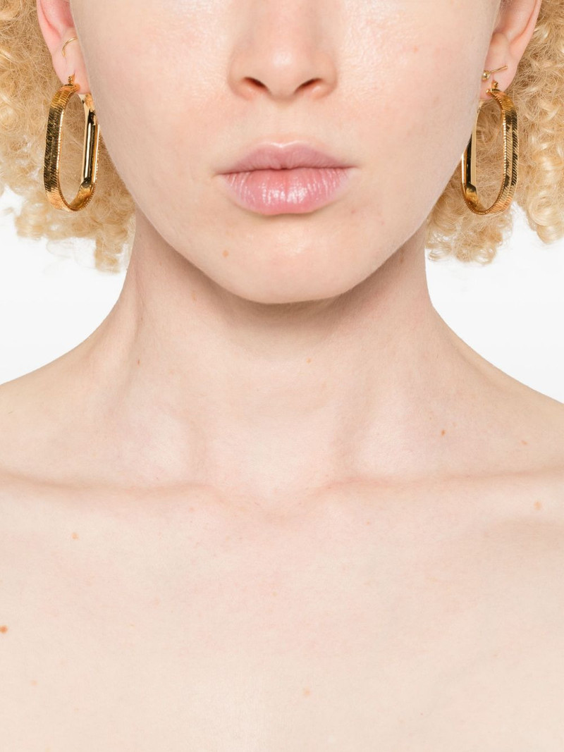 Jil Sander herringbone-textured oval earrings outlook