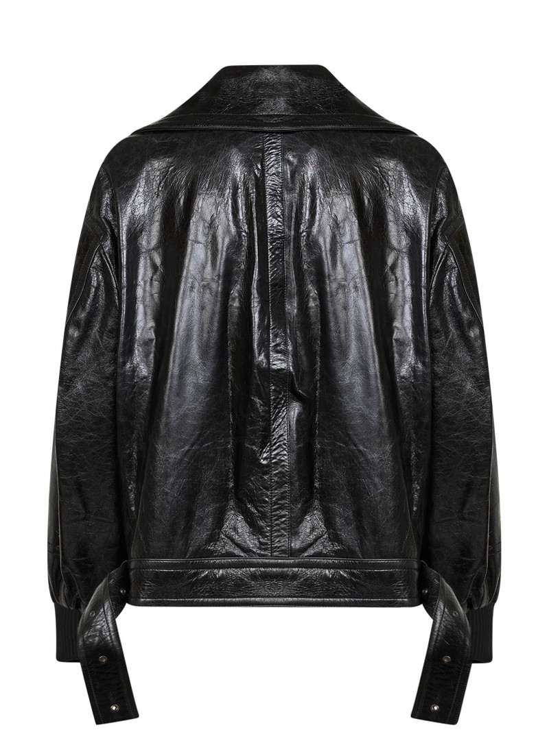 CO Black leather oversized bomber jacket outlook