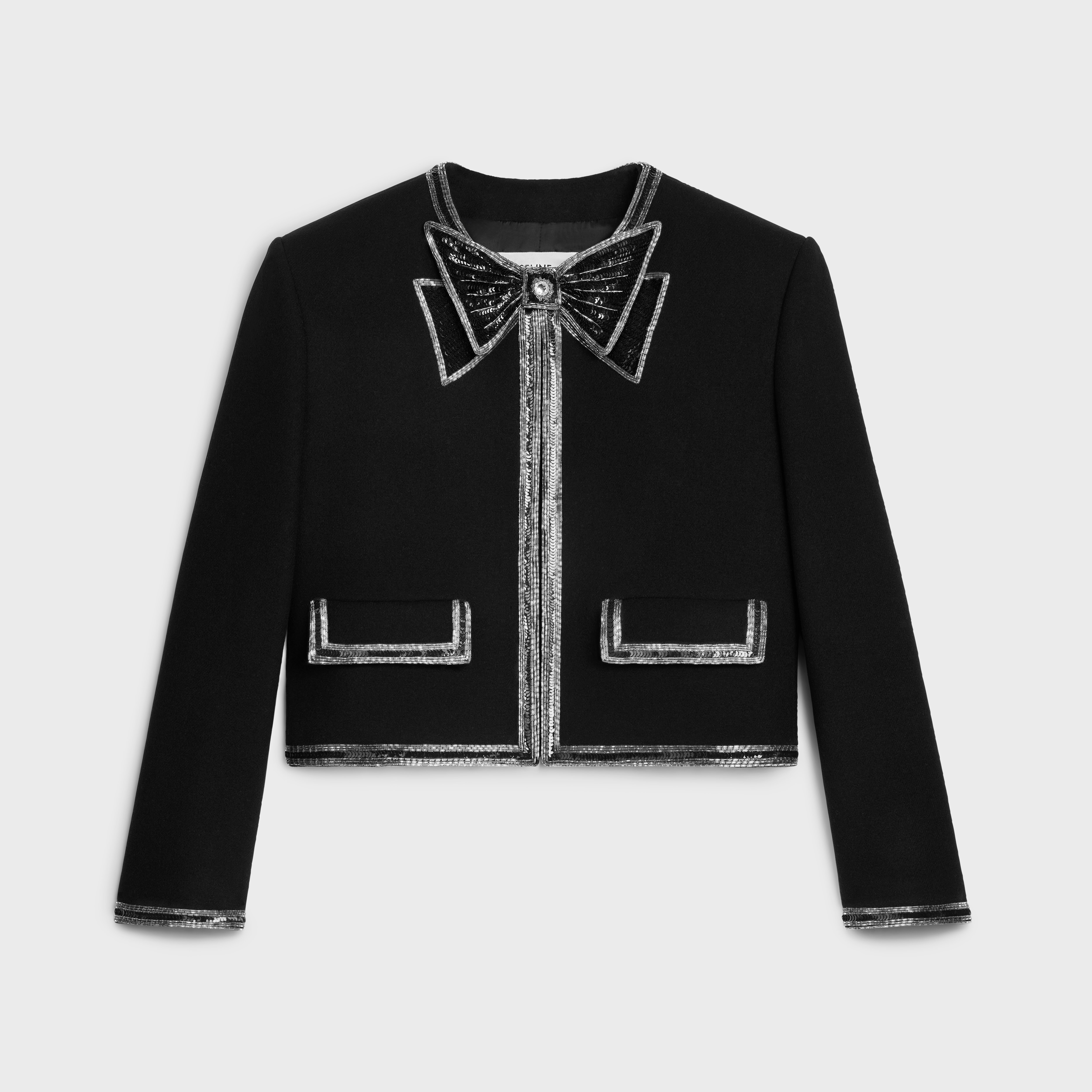関税込 CELINE embroidered cardigan jacket in brushed mohair Women's Embroidered cardigan in brushed mohair | CELINE | 24S