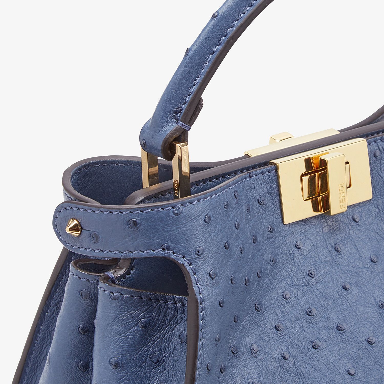 Blue ostrich leather bag - 5