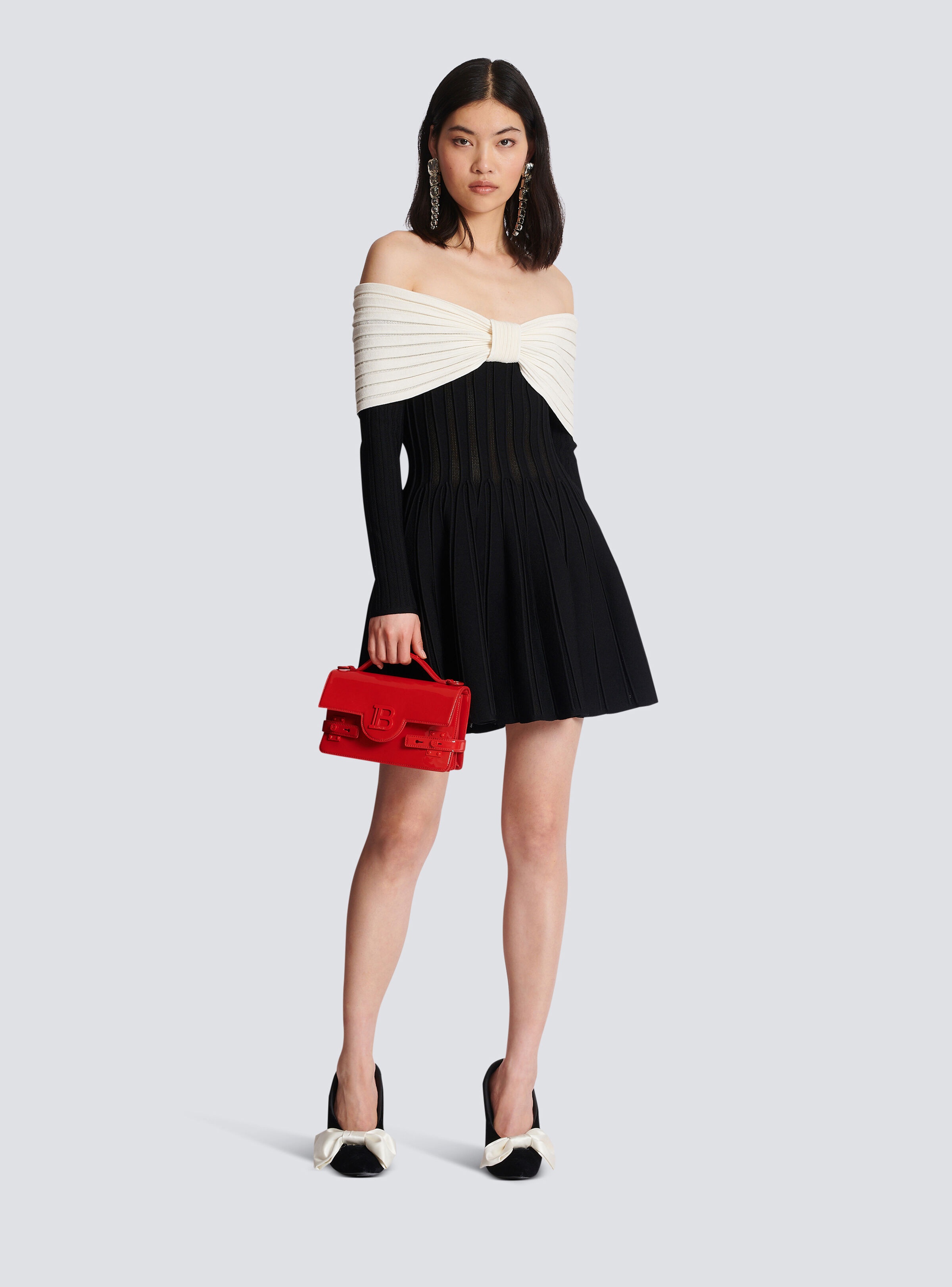 Off-the-shoulder skater dress in a textured knit - 2